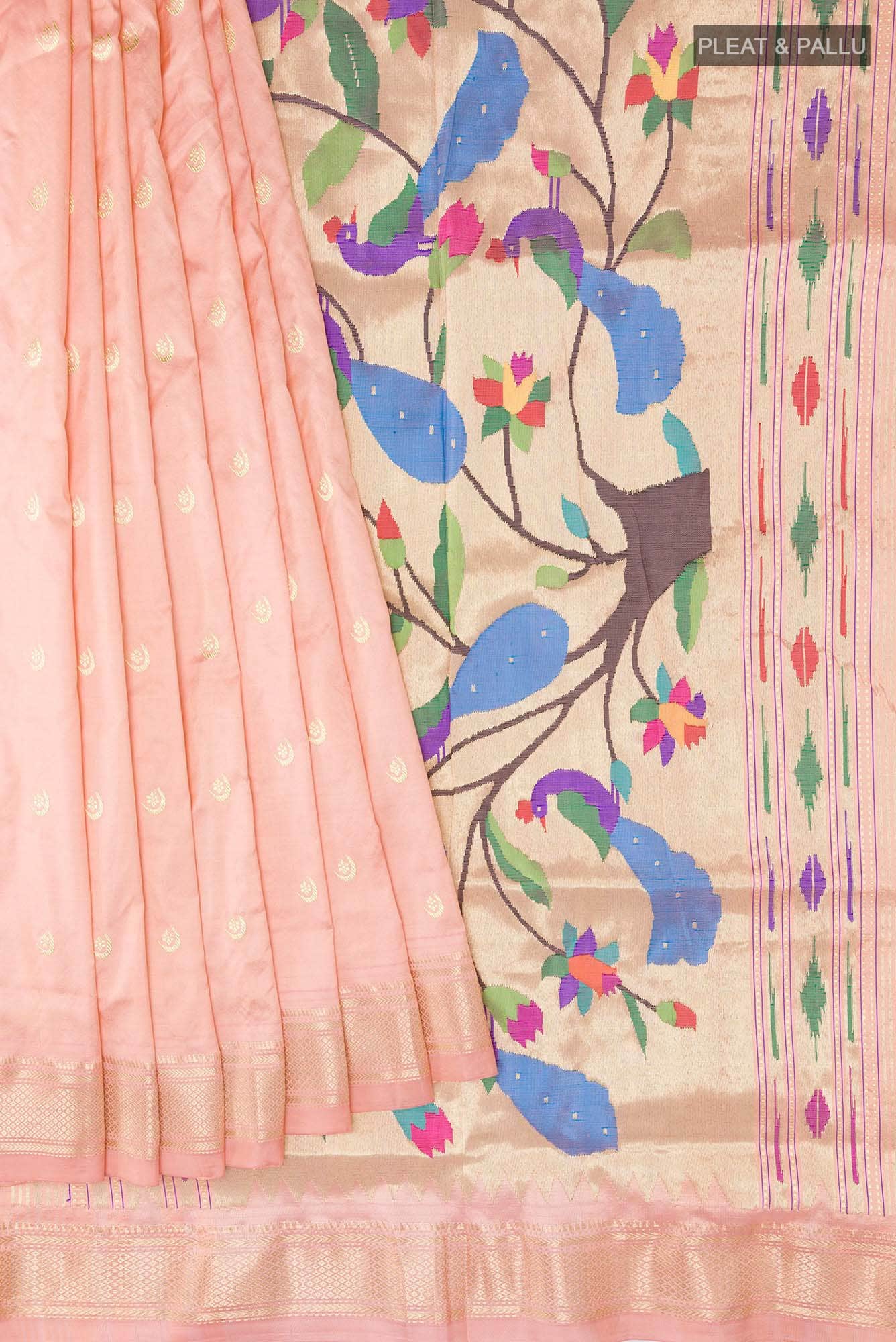 Rose pink Paithani Silk Saree