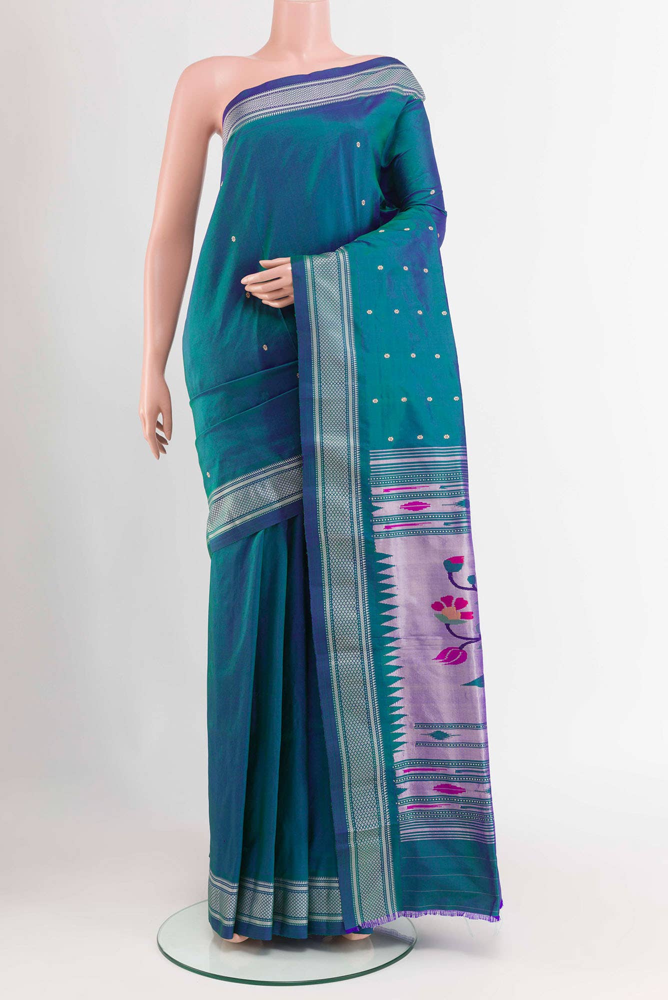 Peacock Blue Paithani Silk Saree