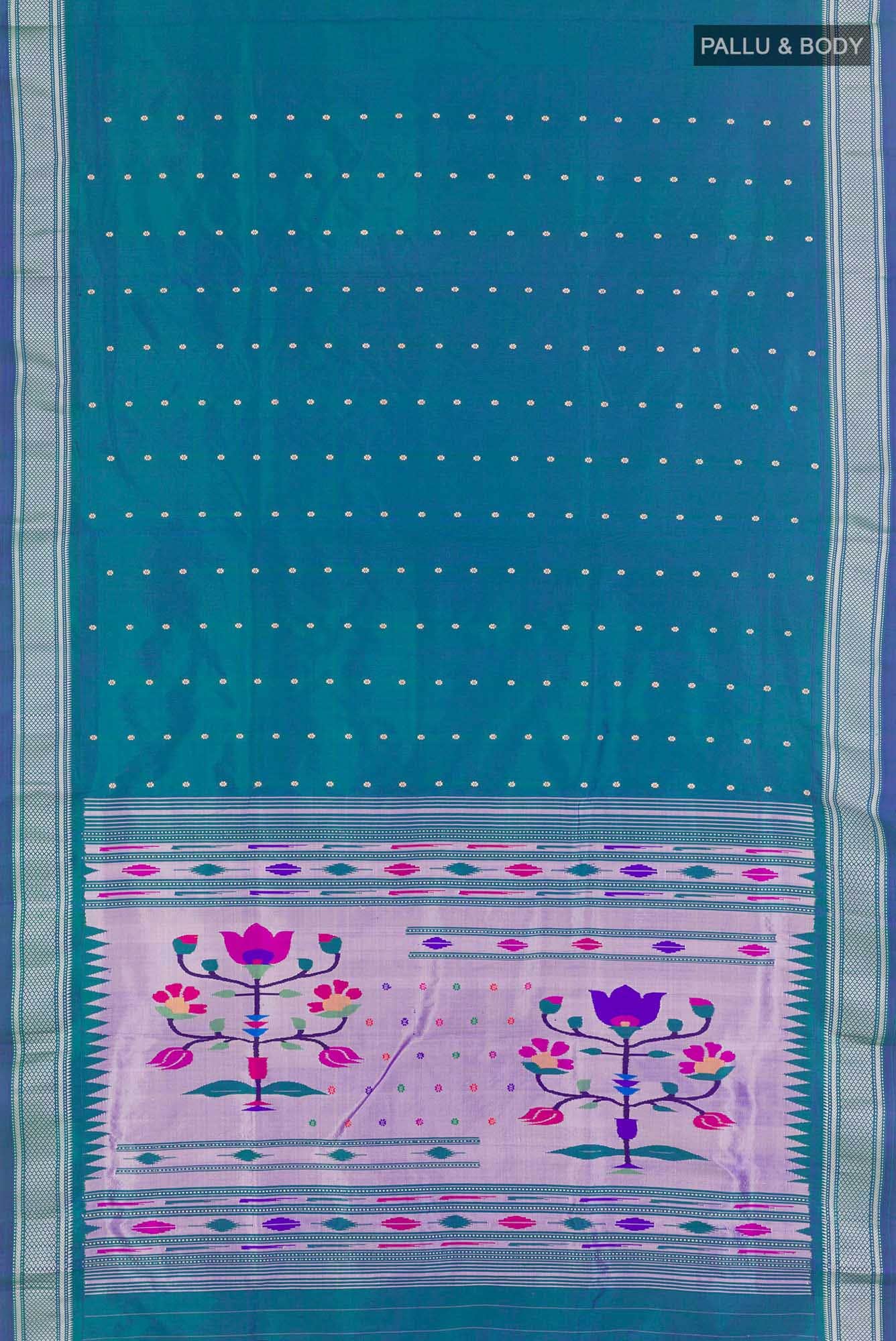 Peacock Blue Paithani Silk Saree
