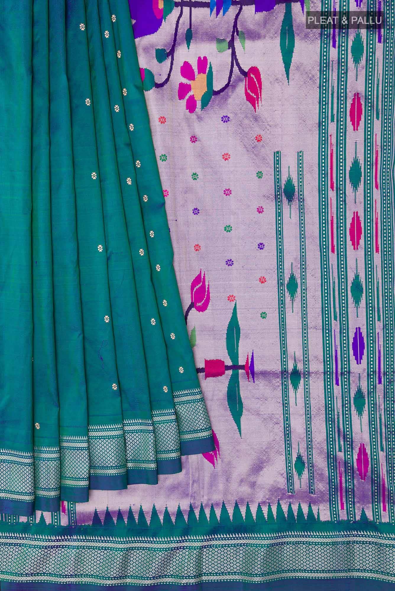 Peacock Blue Paithani Silk Saree