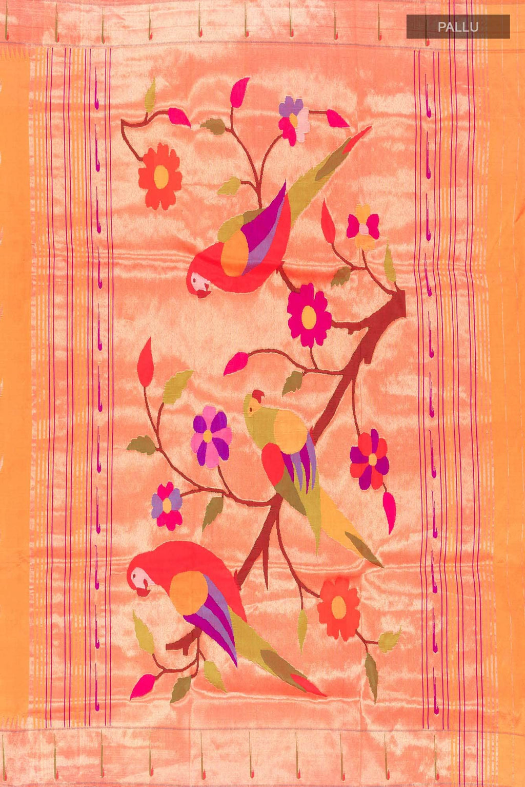Orange Paithani Silk Saree