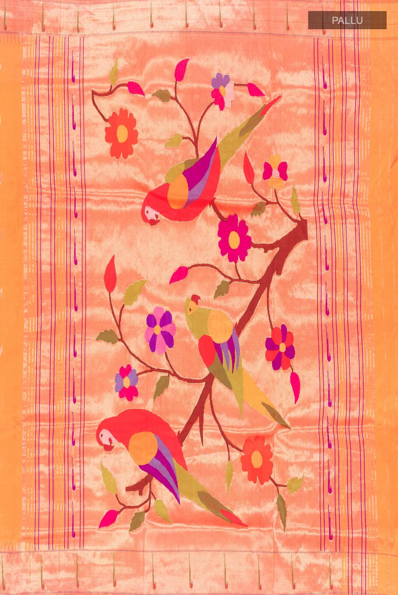 Orange Paithani Silk Saree