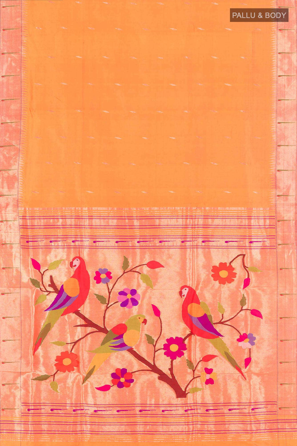 Orange Paithani Silk Saree
