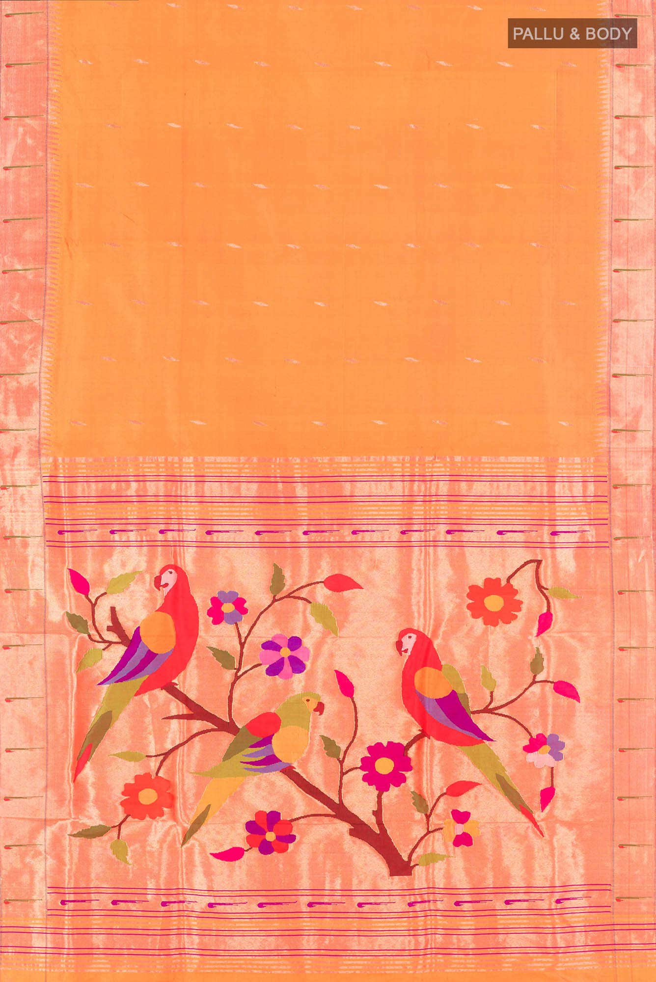 Orange Paithani Silk Saree