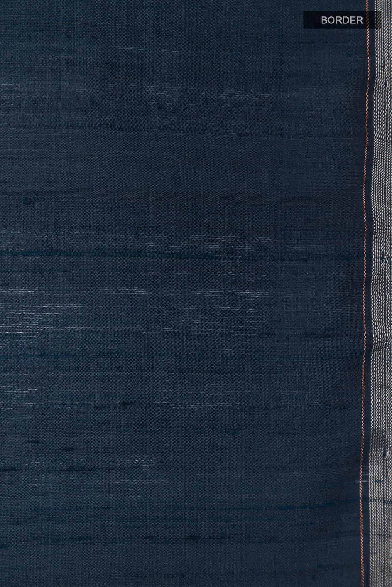 Dark Blue Raw Silk Saree