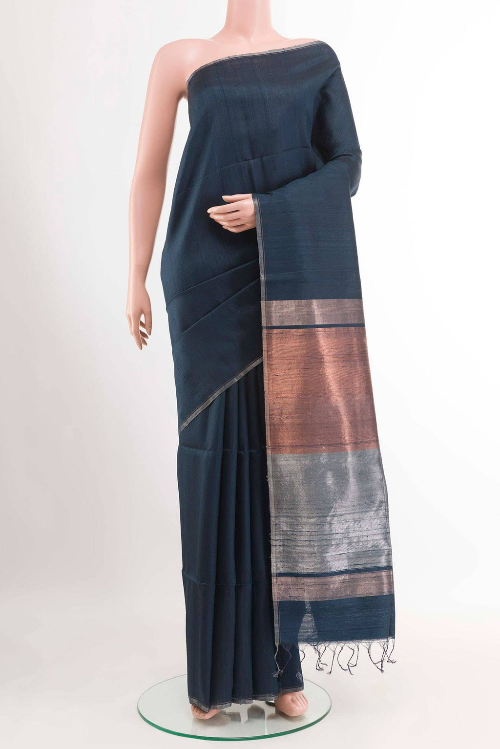 Dark Blue Raw Silk Saree