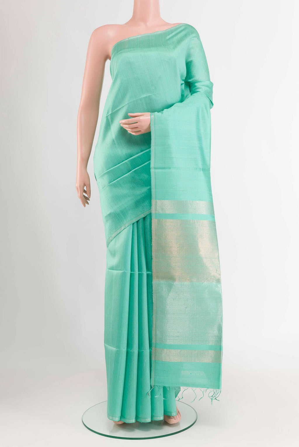 Sea Green Raw Silk Saree