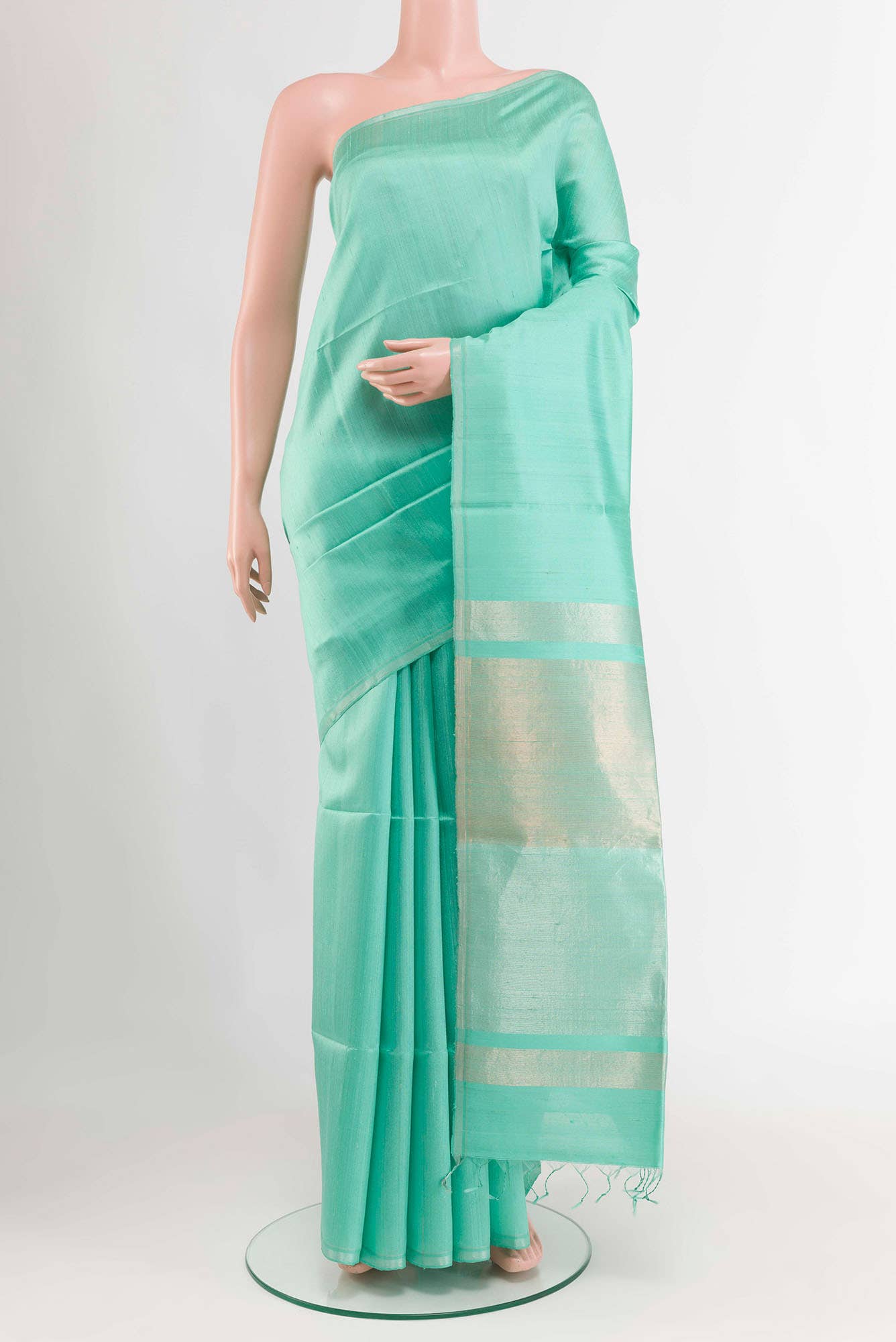 Sea Green Raw Silk Saree