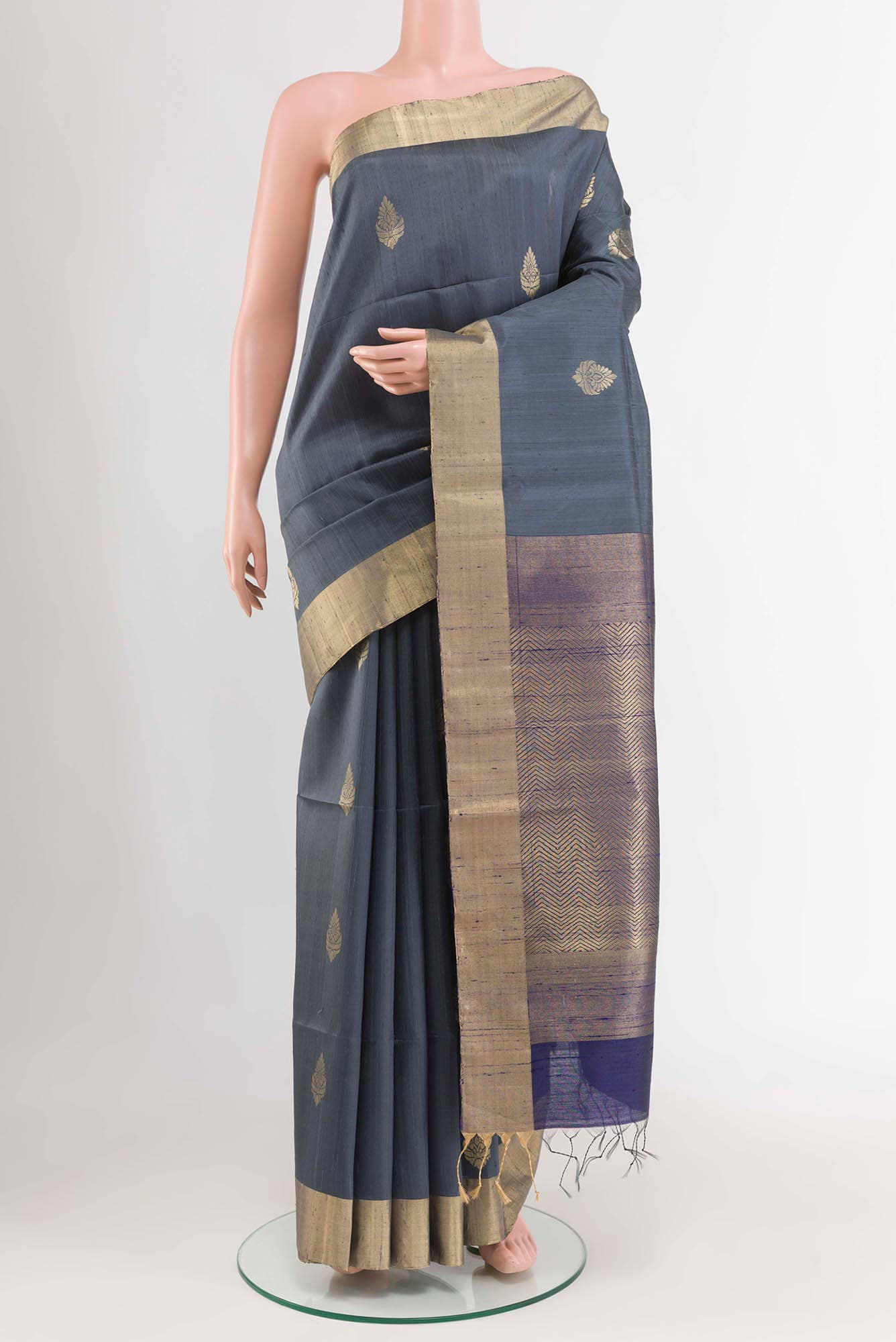 Grey Raw Silk Saree