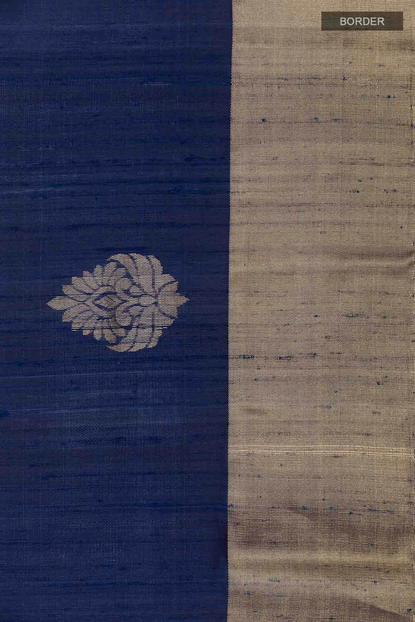Dark Blue Raw Silk Saree