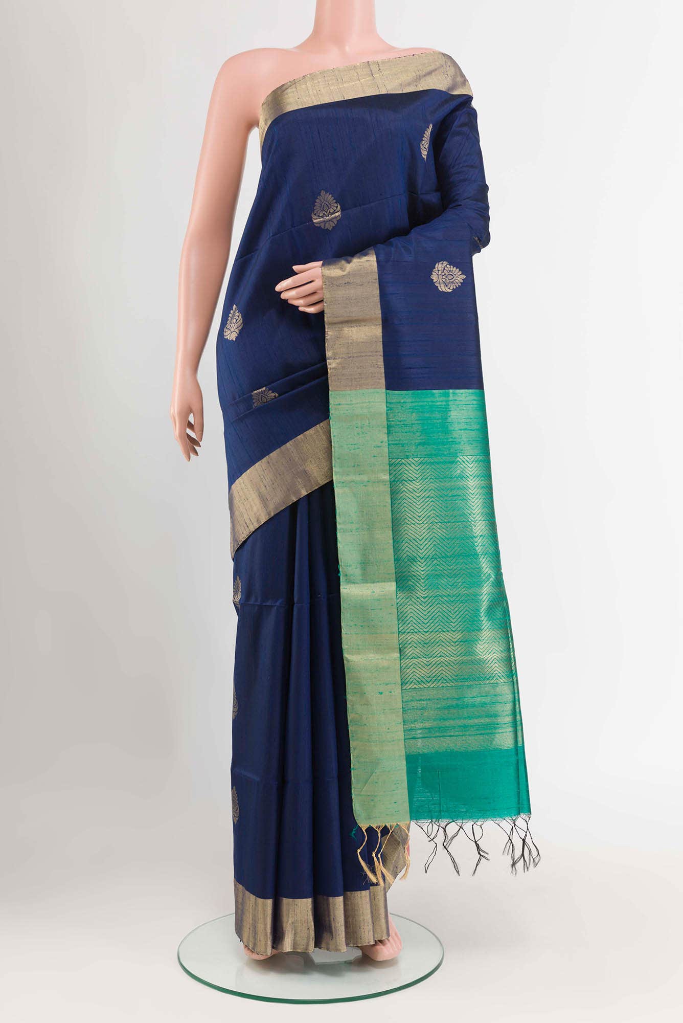 Dark Blue Raw Silk Saree