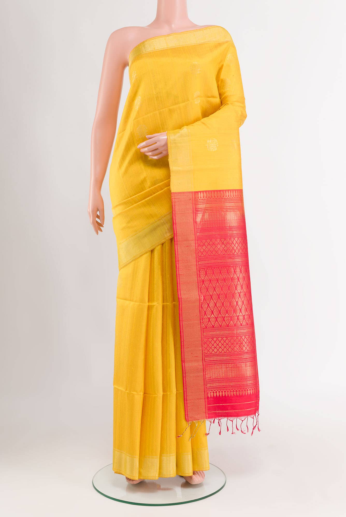 Yellow Raw Silk Saree
