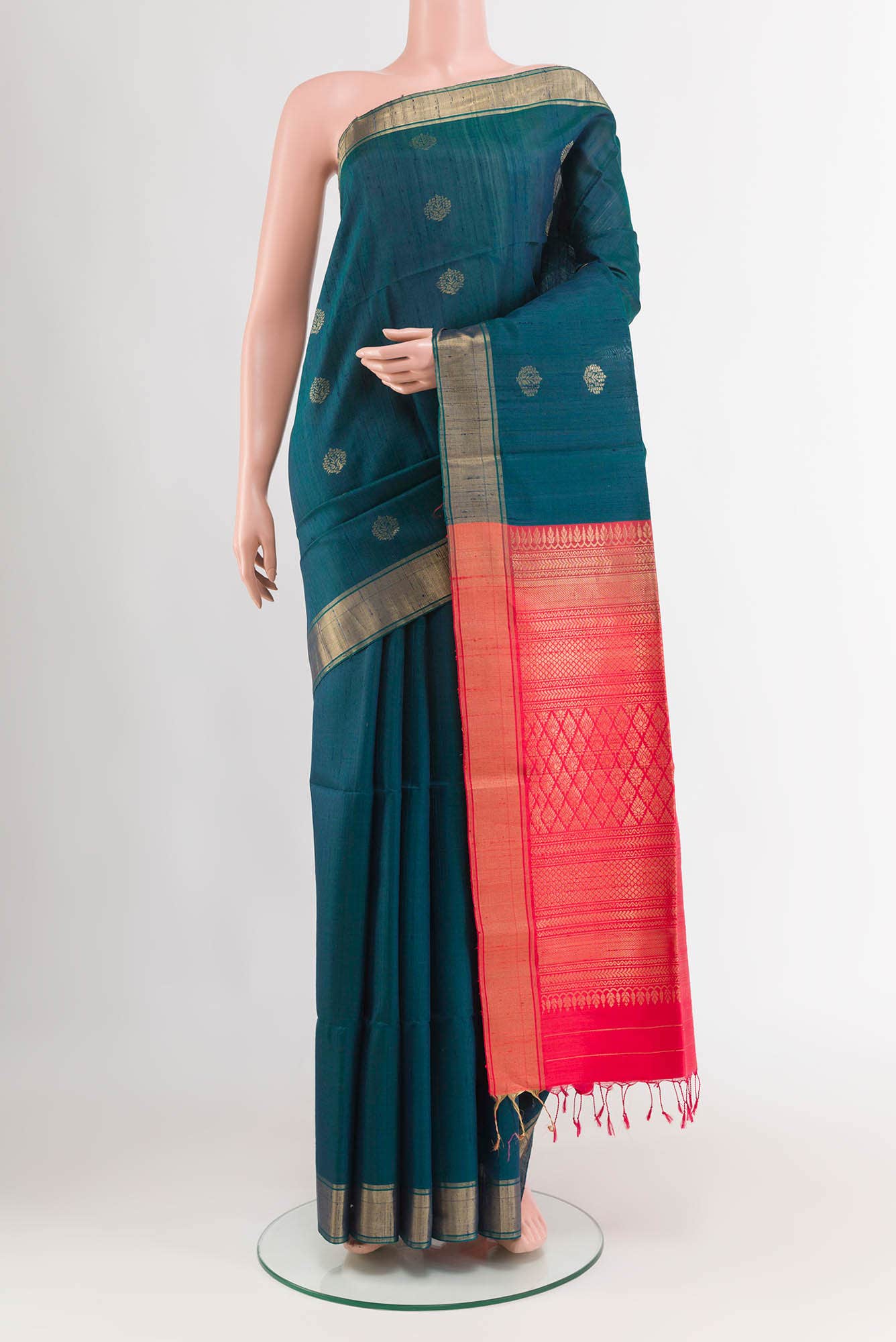 Dark Blue Raw Silk Saree