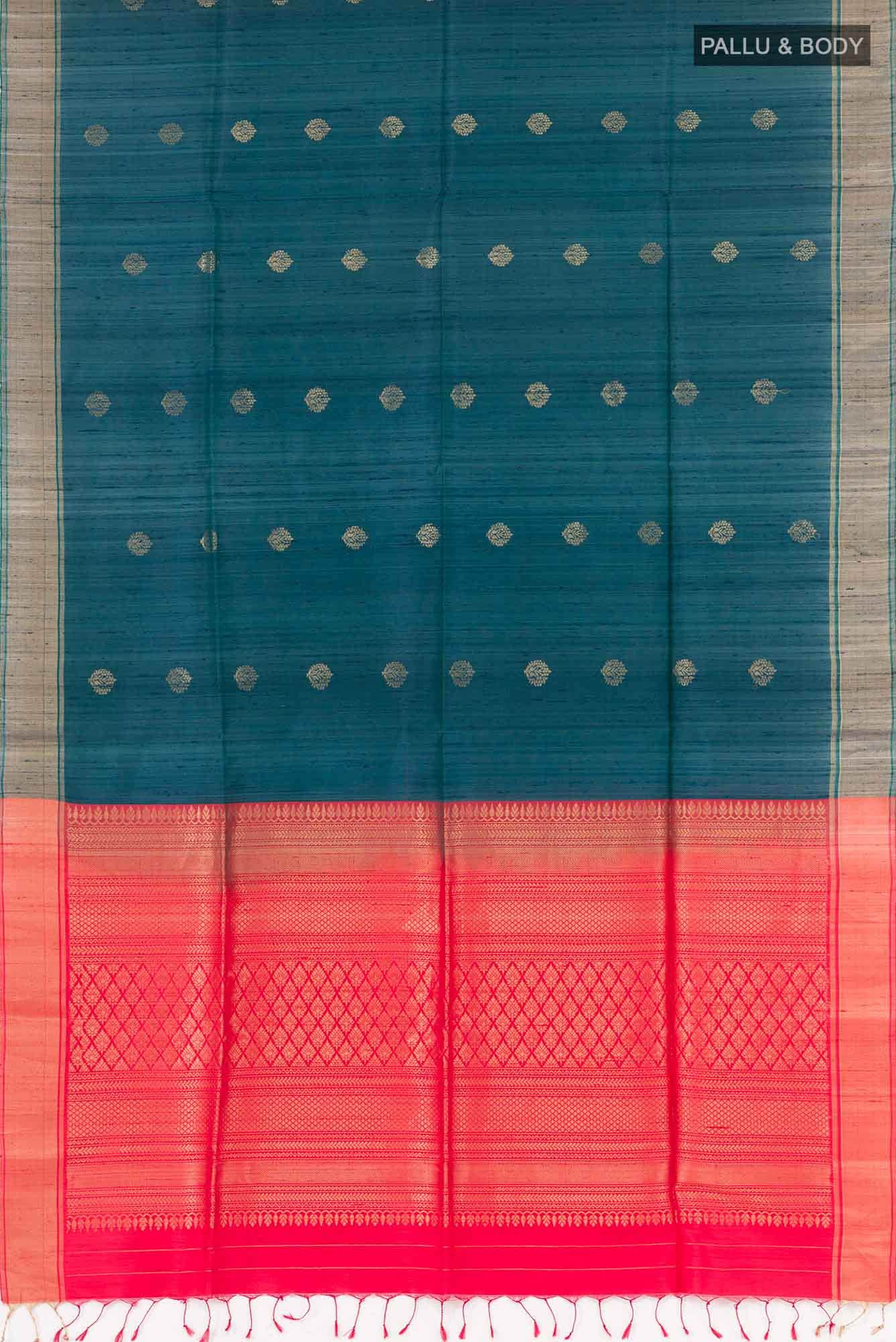 Dark Blue Raw Silk Saree