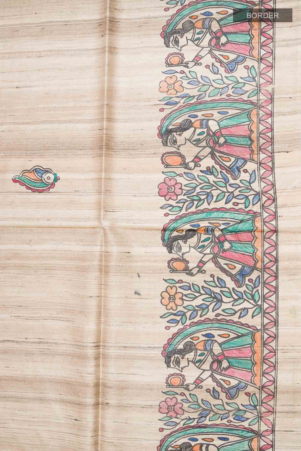 Beige Bhagalpuri Tussar Silk Saree