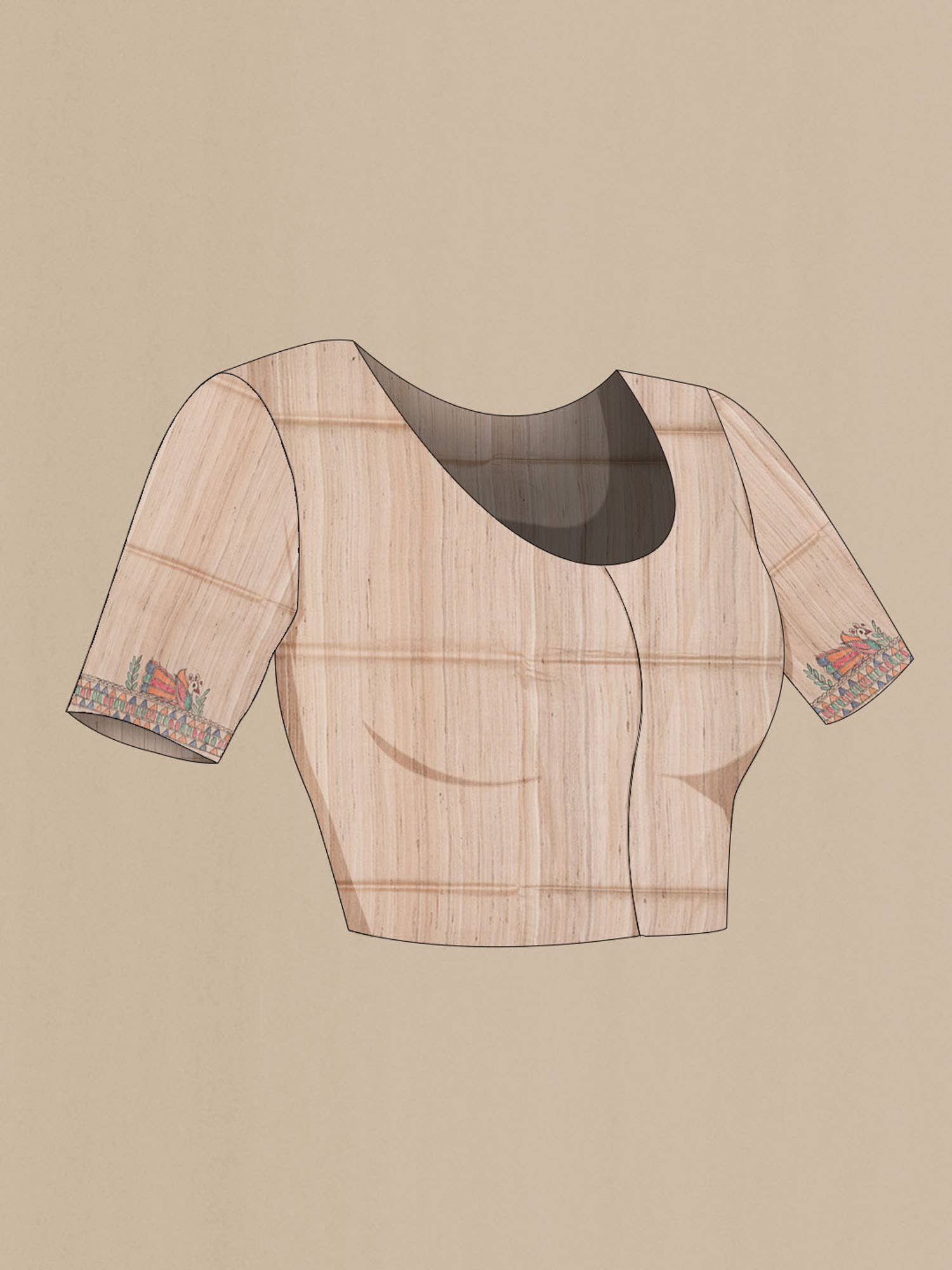 Beige Bhagalpuri Tussar Silk Saree