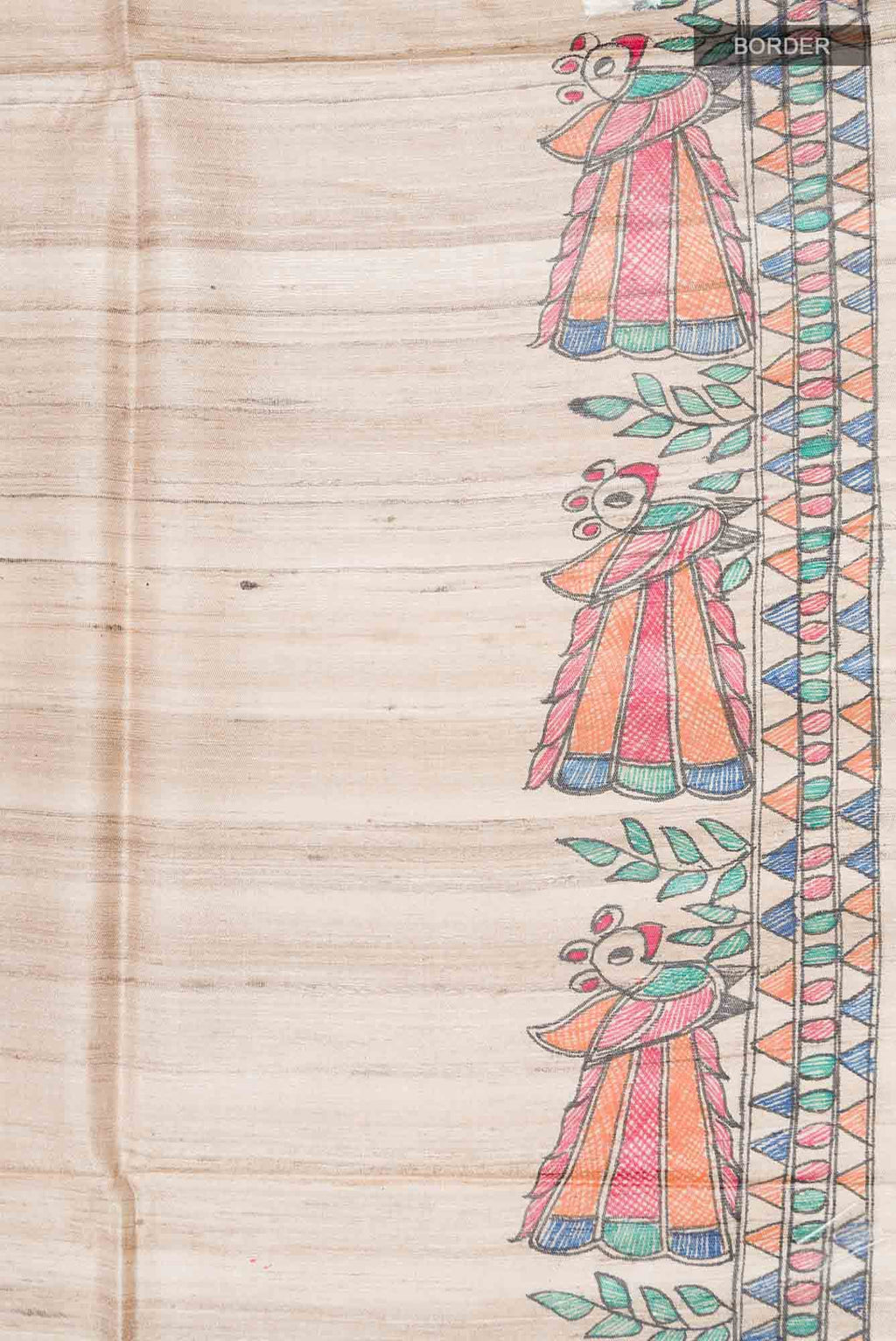 Beige Bhagalpuri Tussar Silk Saree