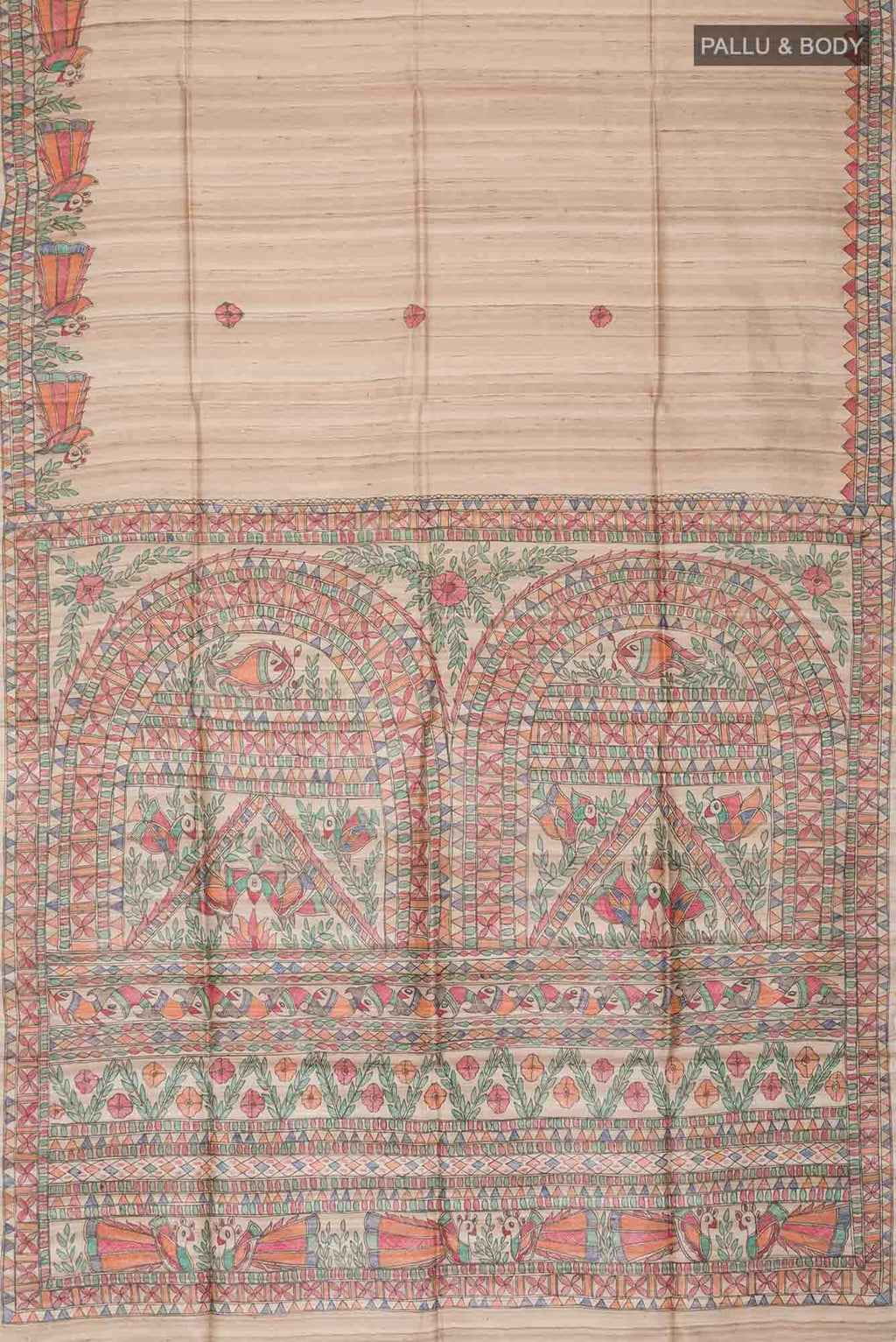 Beige Bhagalpuri Tussar Silk Saree