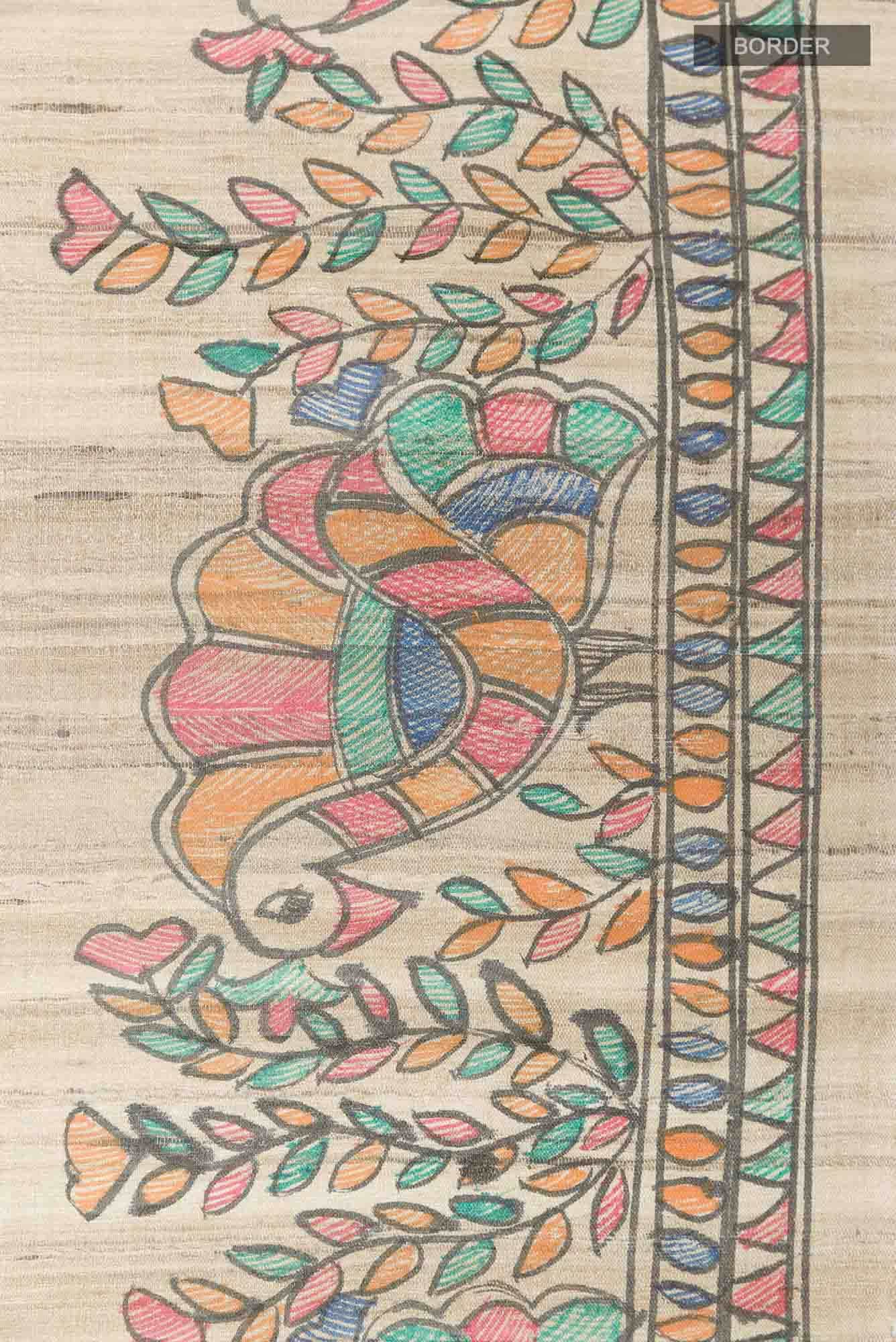 Beige Tussar Saree