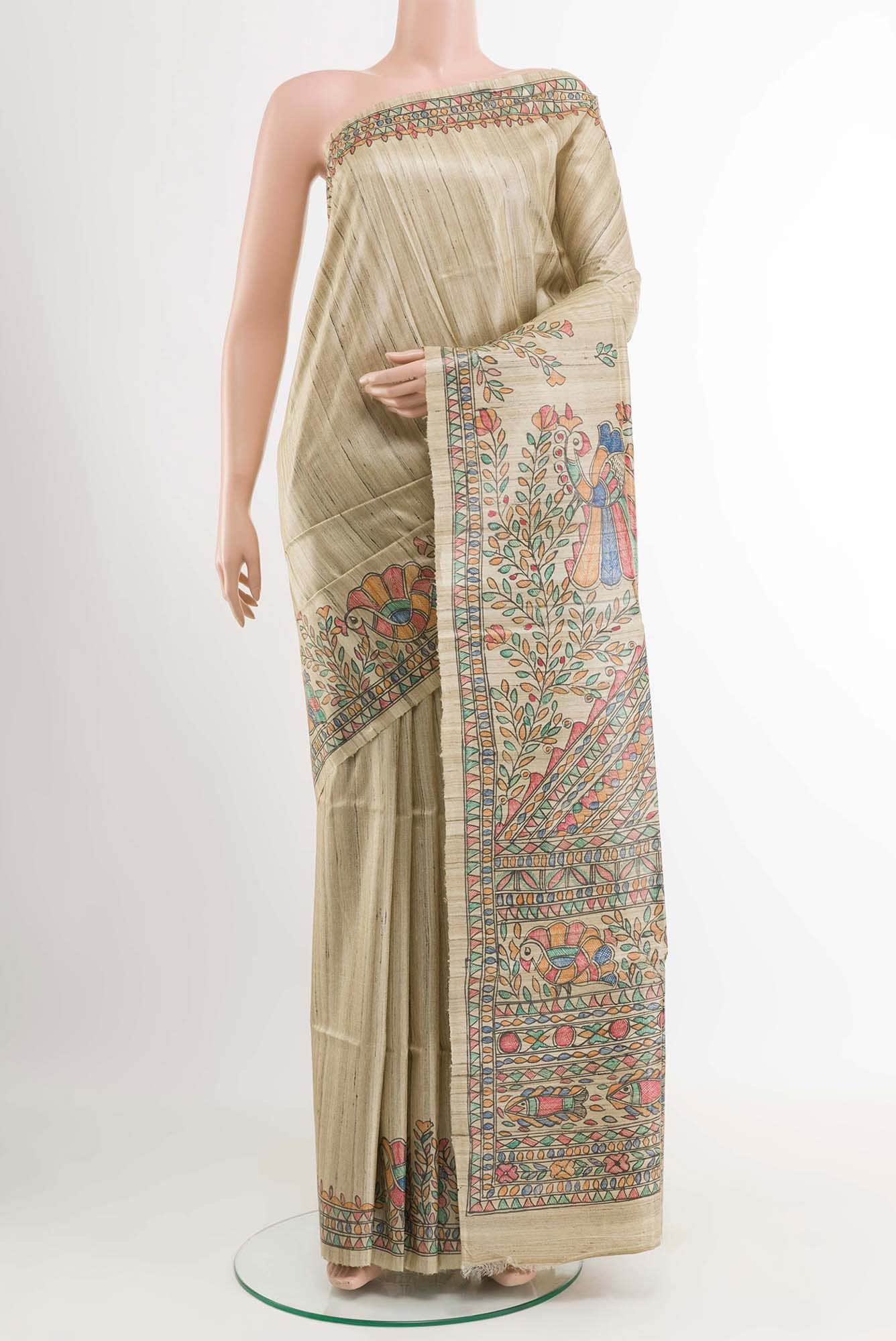 Beige Tussar Saree