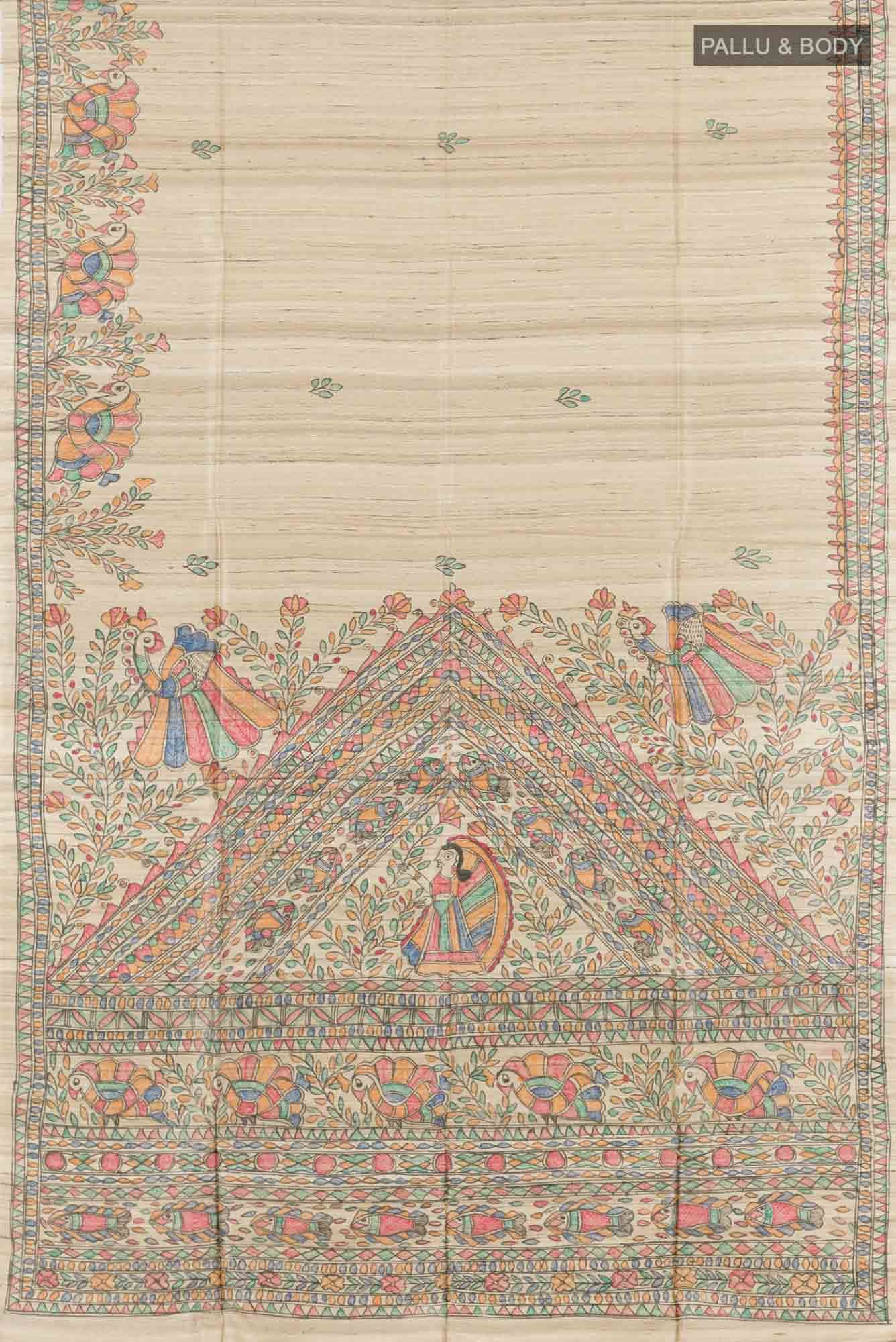 Beige Tussar Saree