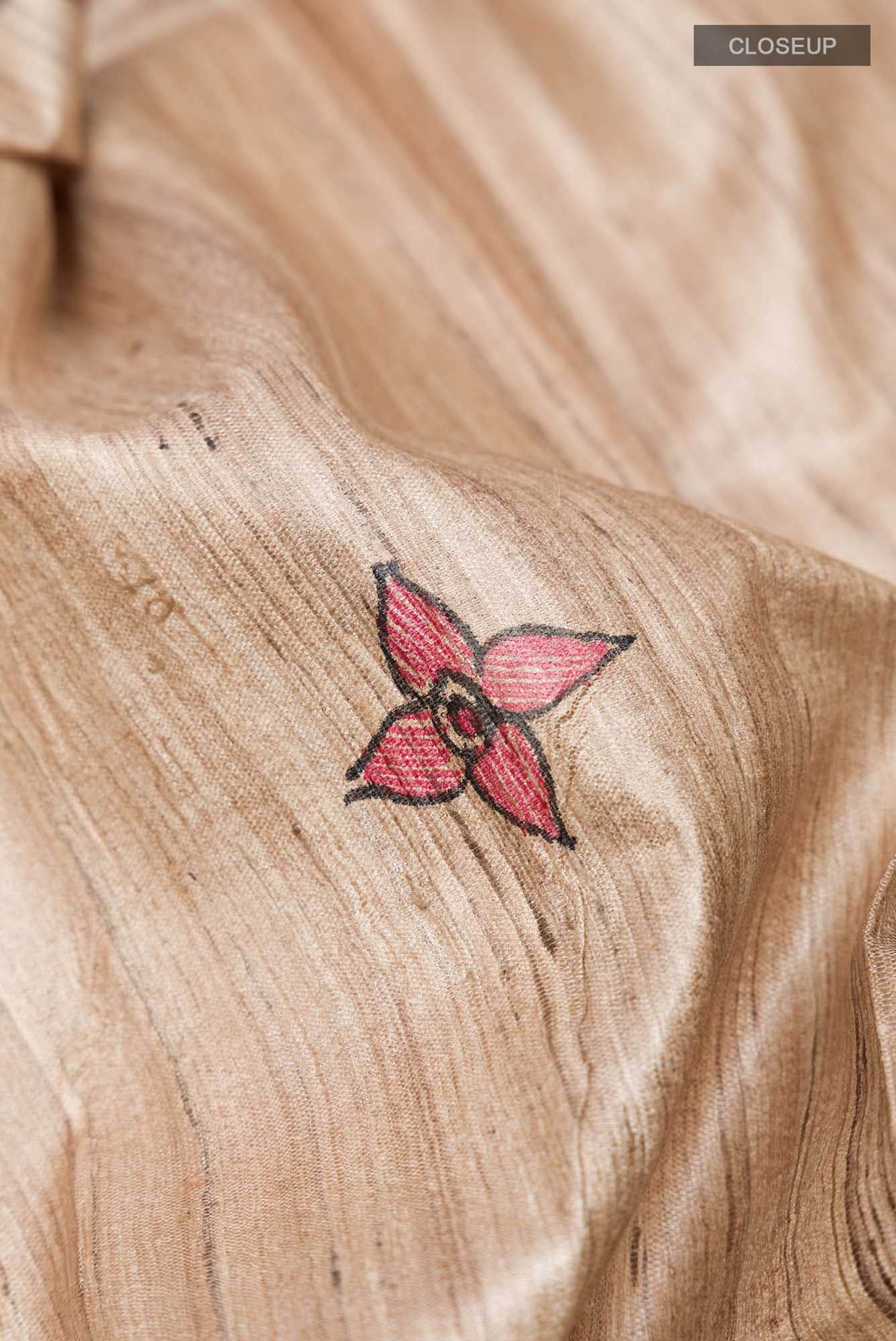 Beige Bhagalpuri Tussar Silk Saree