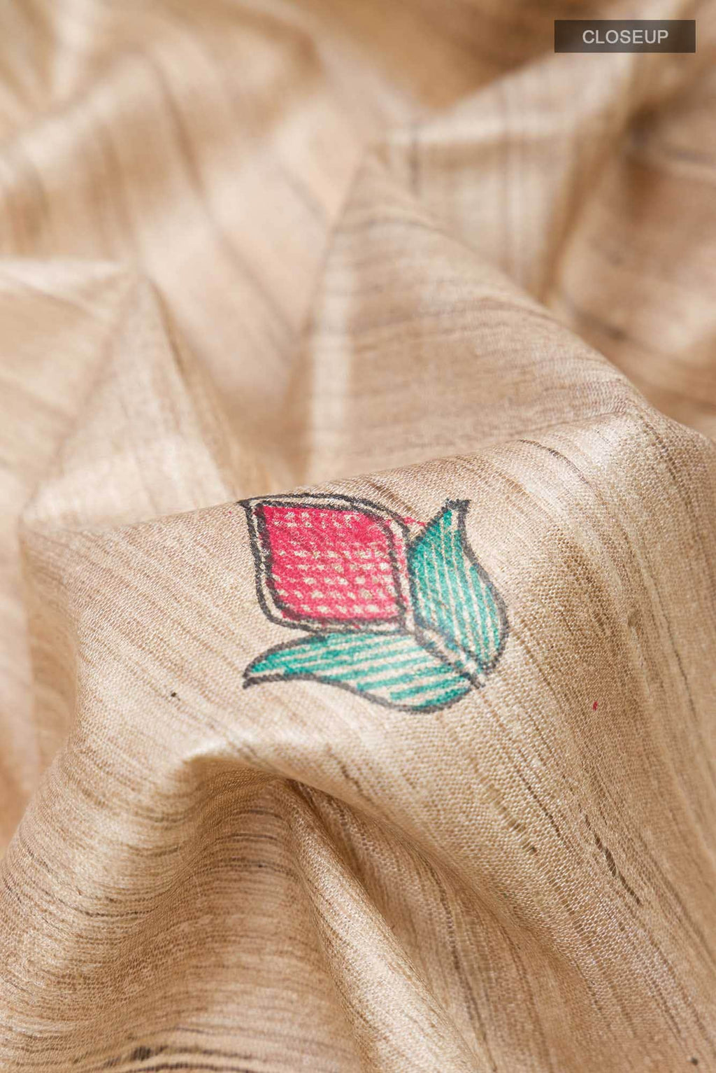 Beige Bhagalpuri Tussar Silk Saree