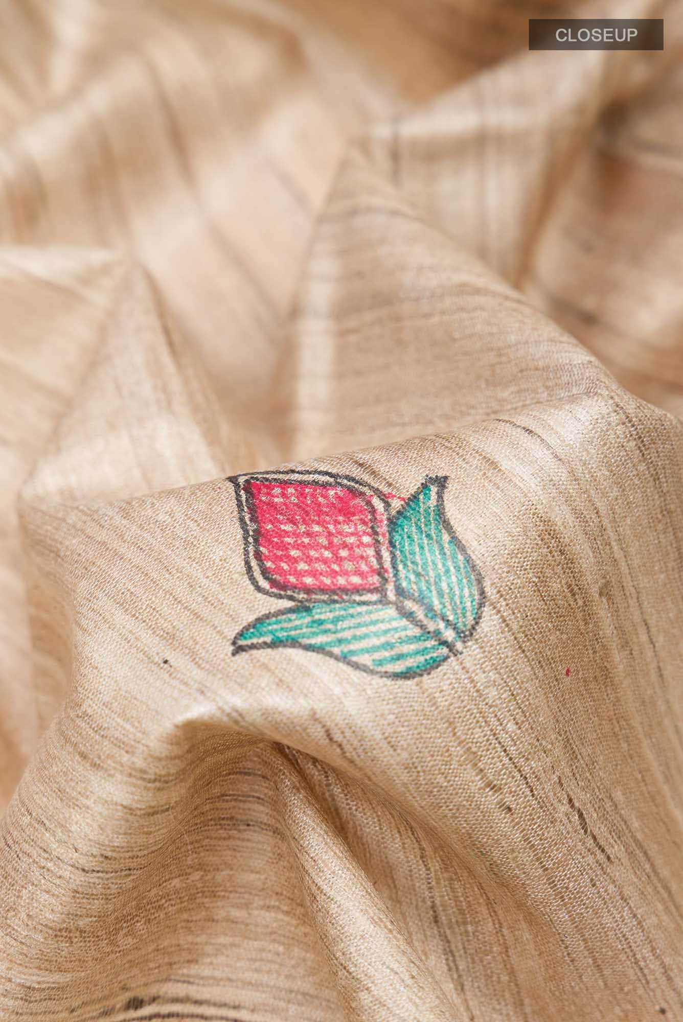Beige Bhagalpuri Tussar Silk Saree