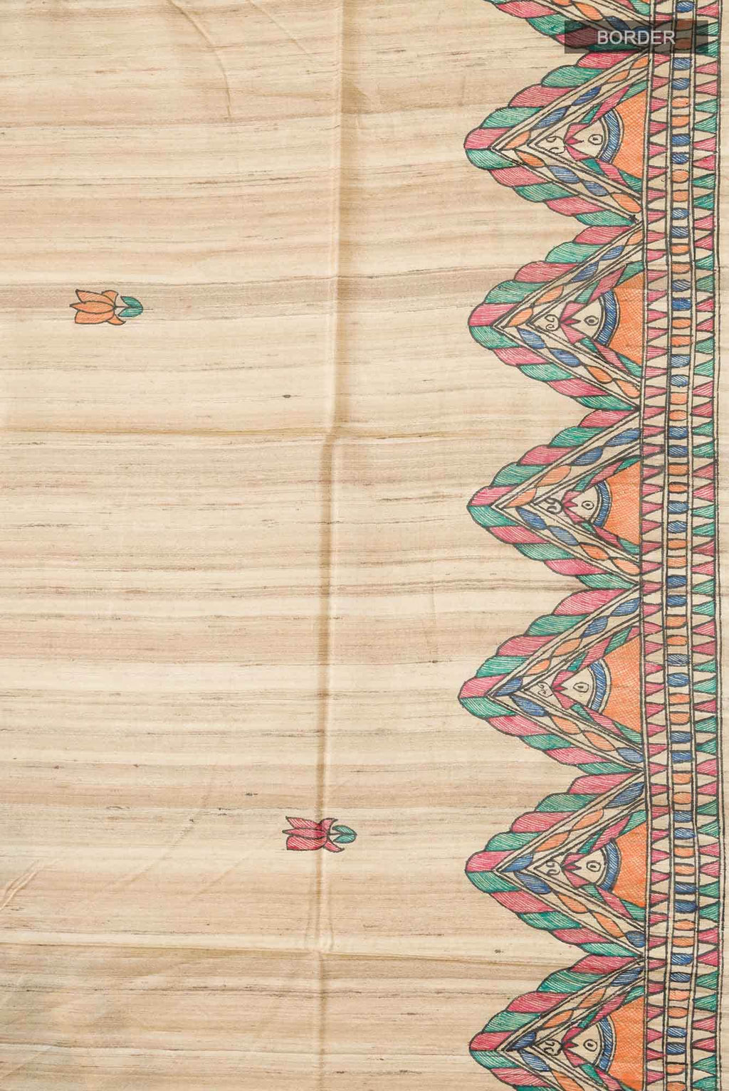 Beige Bhagalpuri Tussar Silk Saree