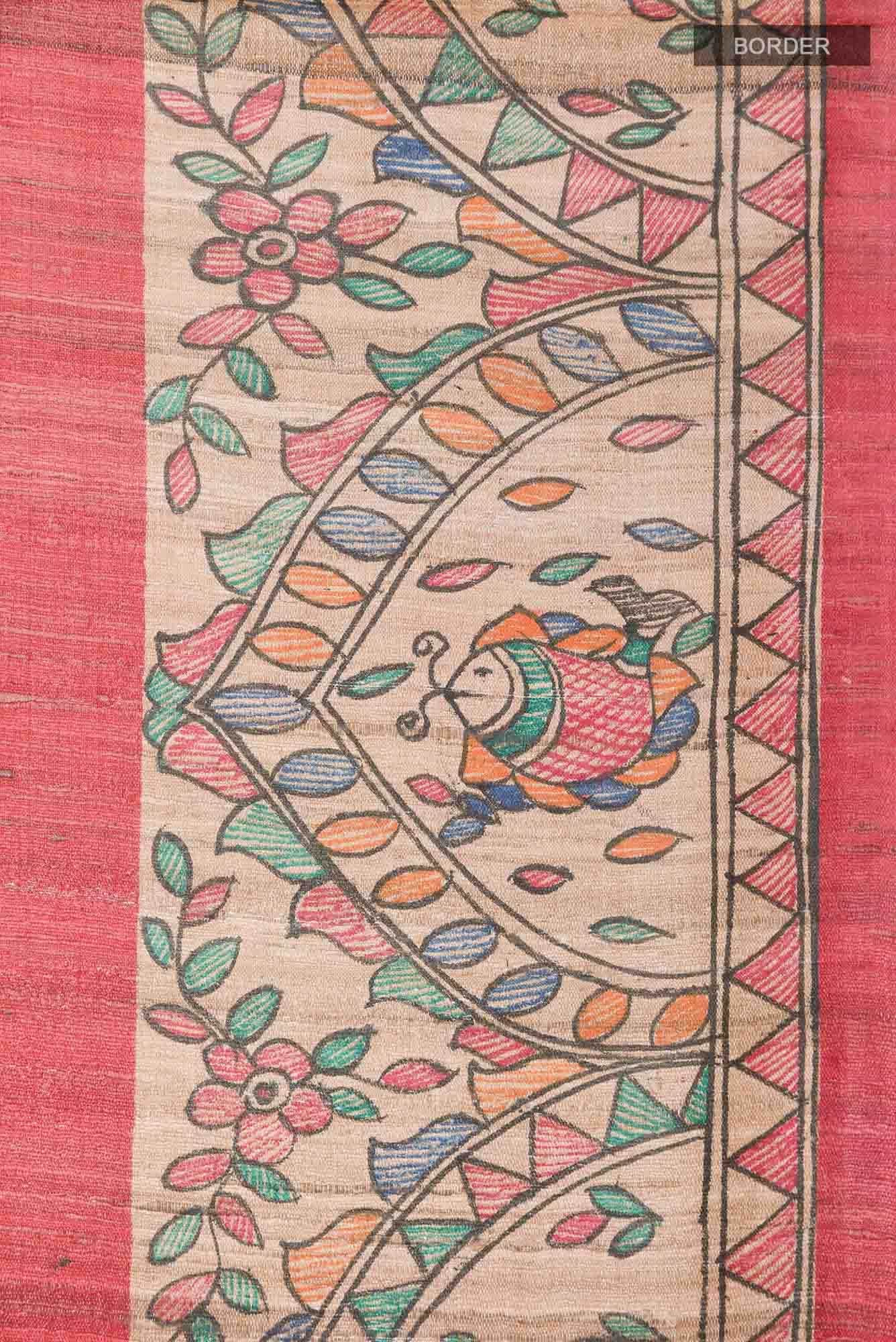 Red Tussar Saree