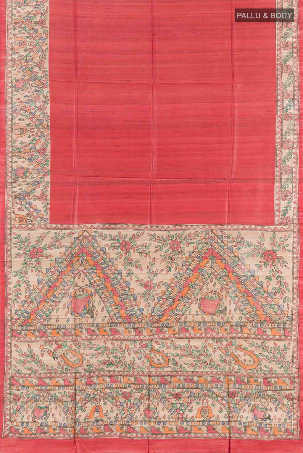 Red Tussar Saree