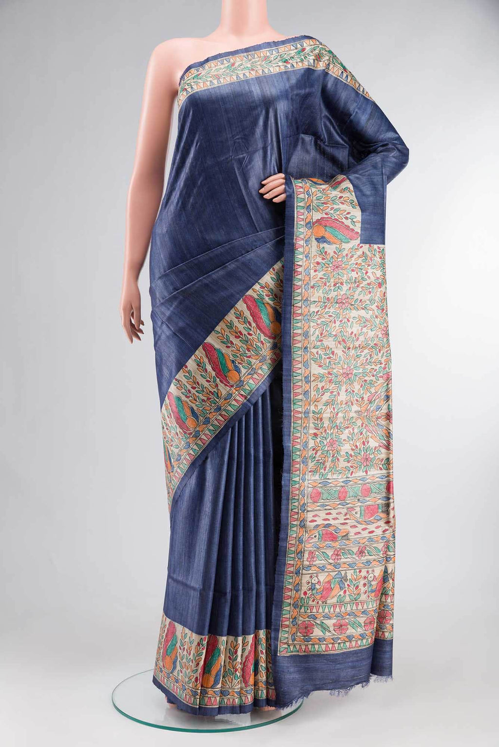 Beige Bhagalpuri Tussar Silk Saree