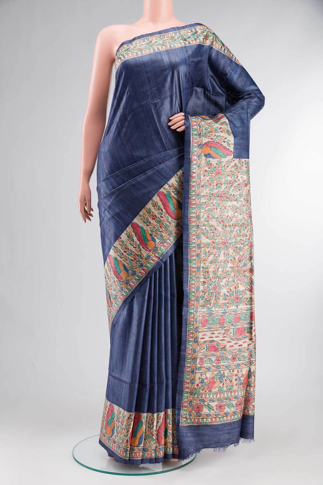 Beige Bhagalpuri Tussar Silk Saree