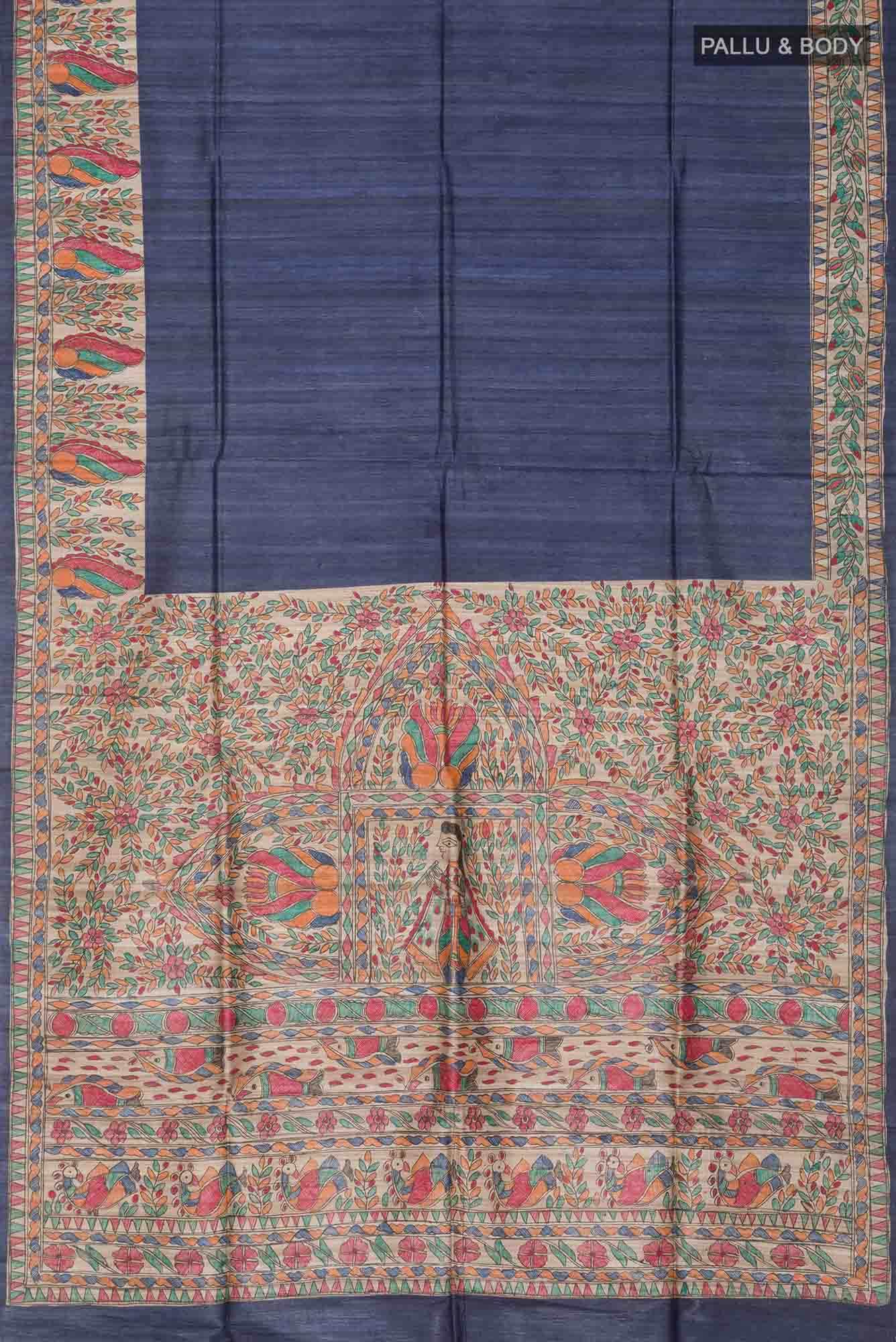 Beige Bhagalpuri Tussar Silk Saree