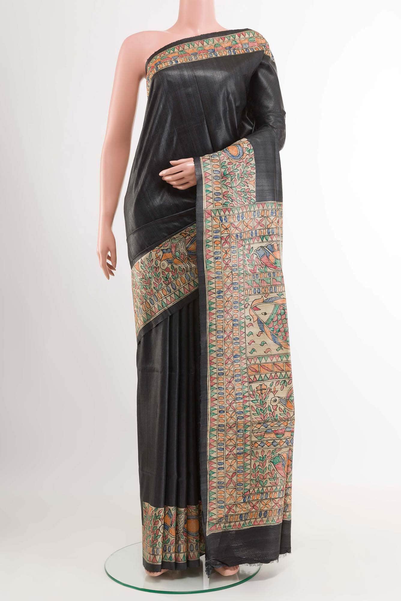 Black Tussar Saree