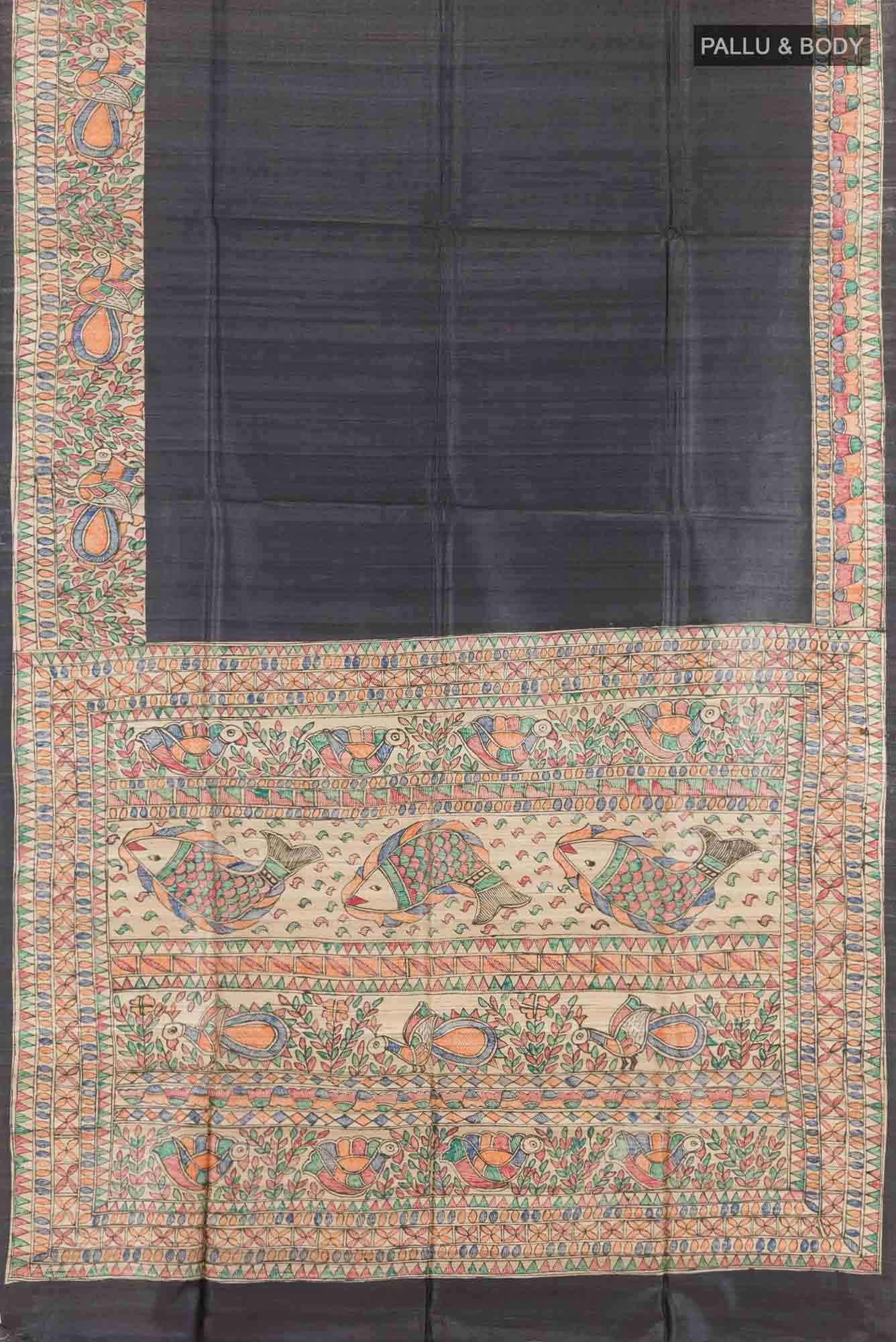 Black Tussar Saree