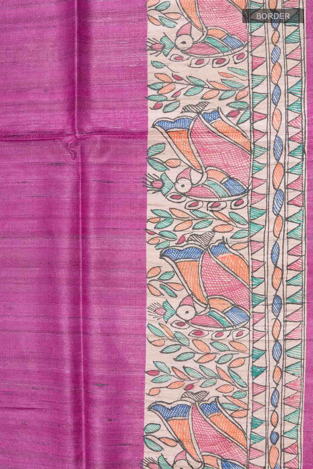 Beige Bhagalpuri Tussar Silk Saree