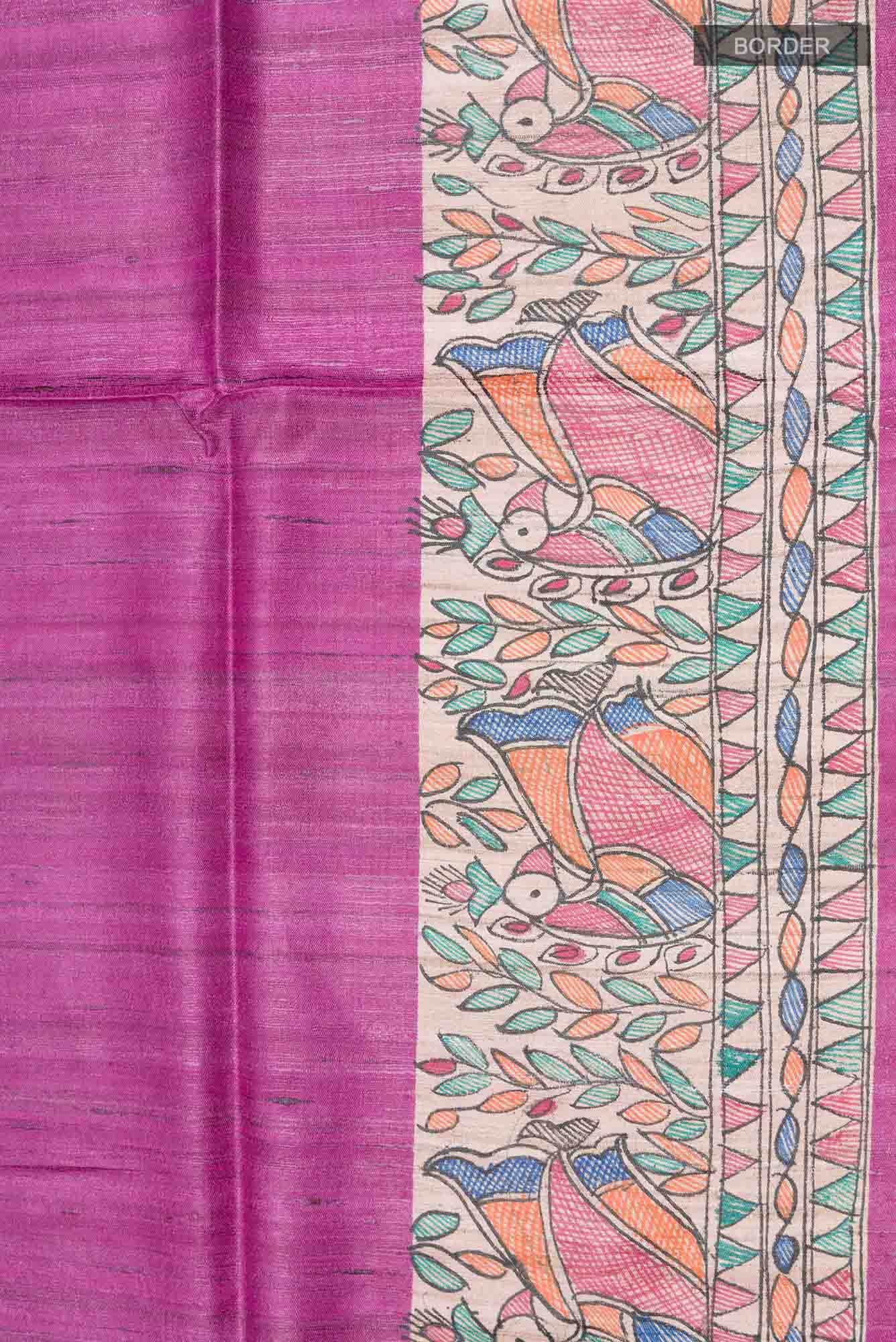 Beige Bhagalpuri Tussar Silk Saree