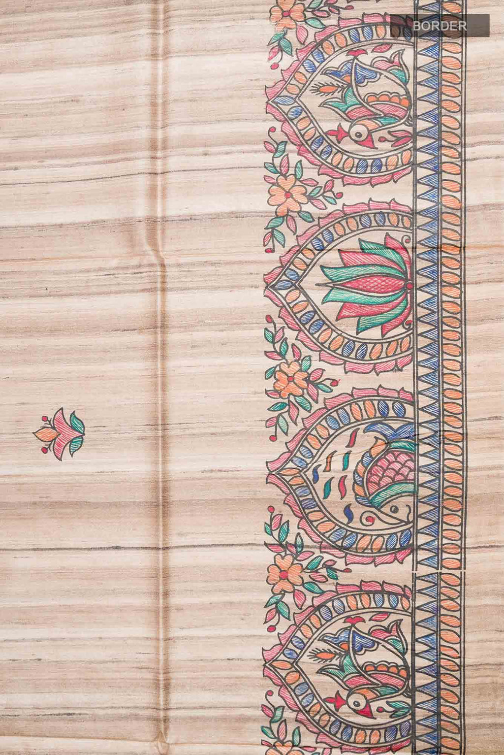 Beige Bhagalpuri Tussar Silk Saree