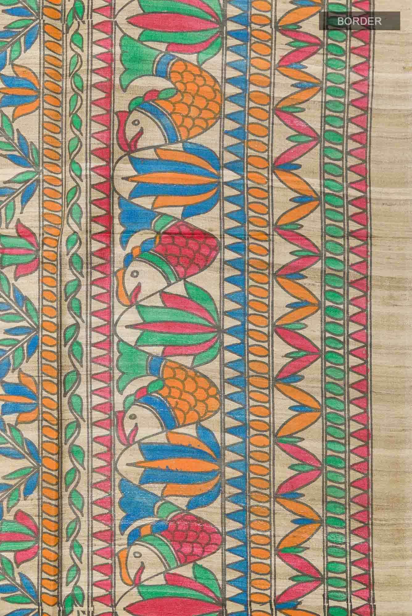 Beige Tussar Saree