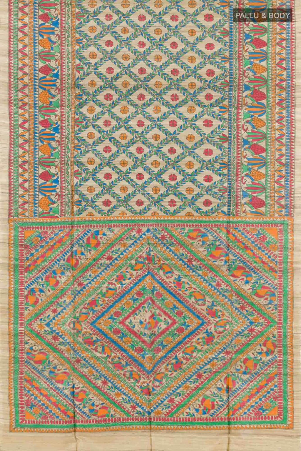 Beige Tussar Saree