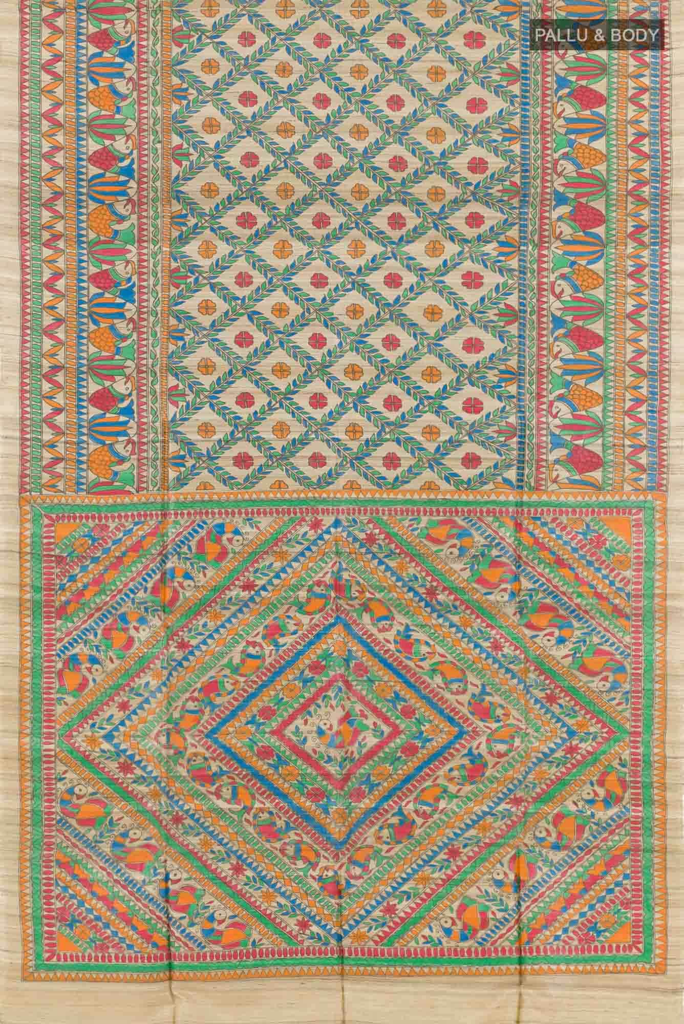 Beige Tussar Saree
