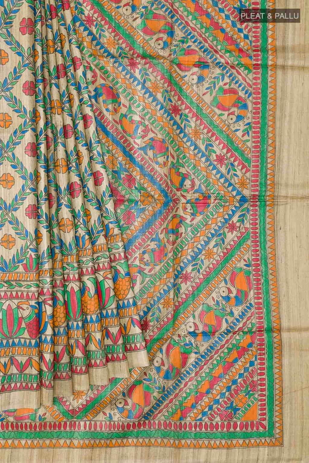 Beige Tussar Saree