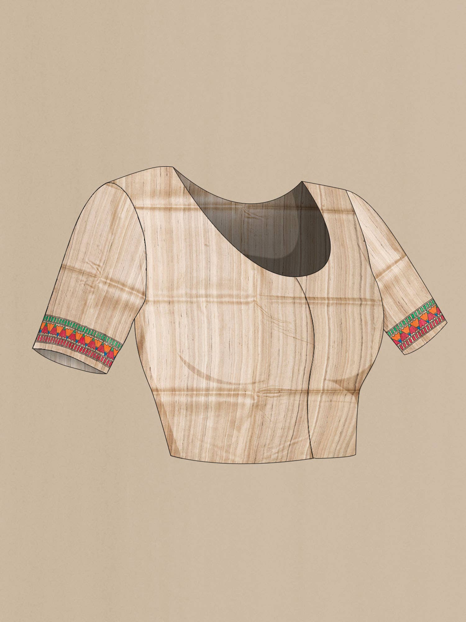 Beige Tussar Saree