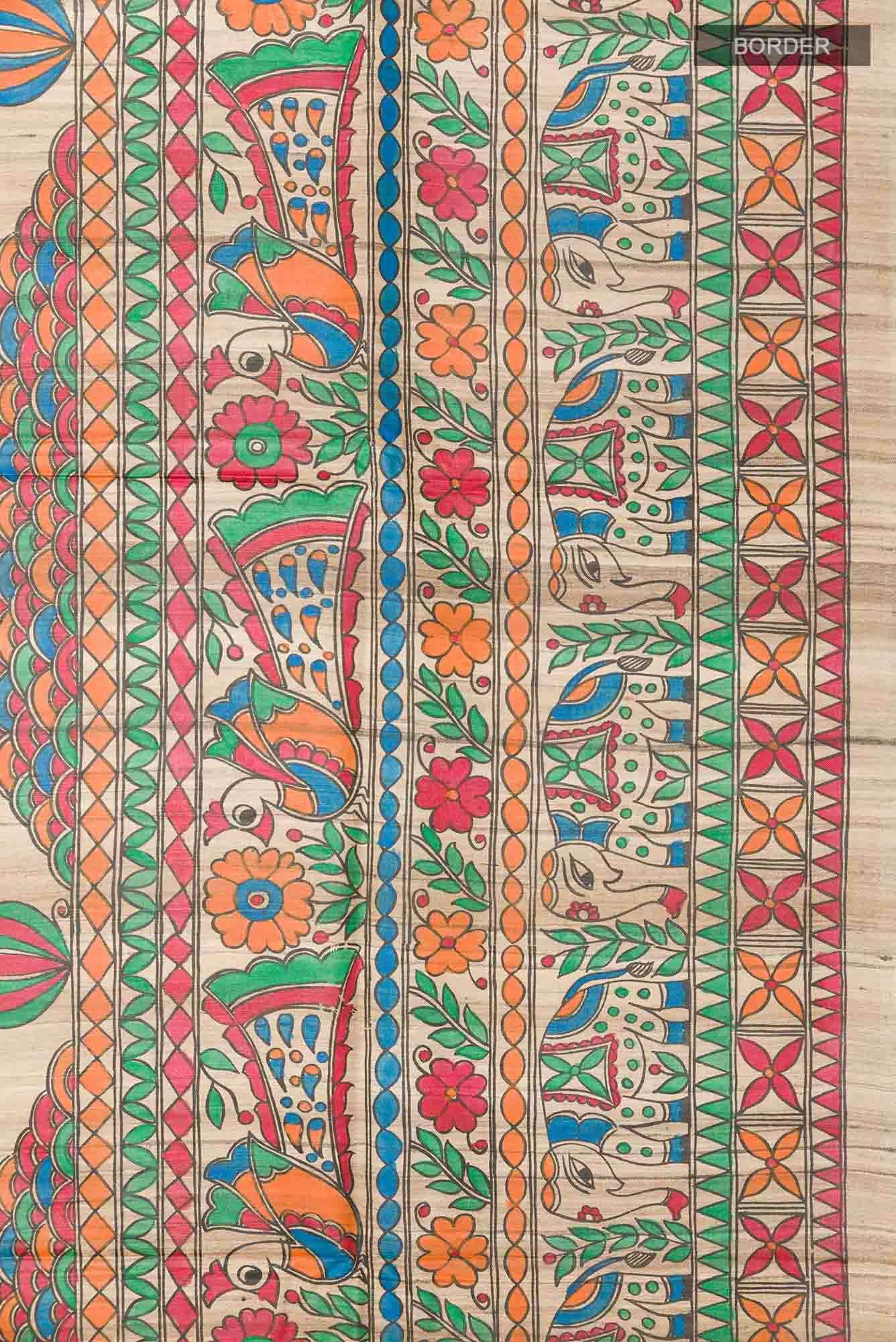 Beige Tussar Saree