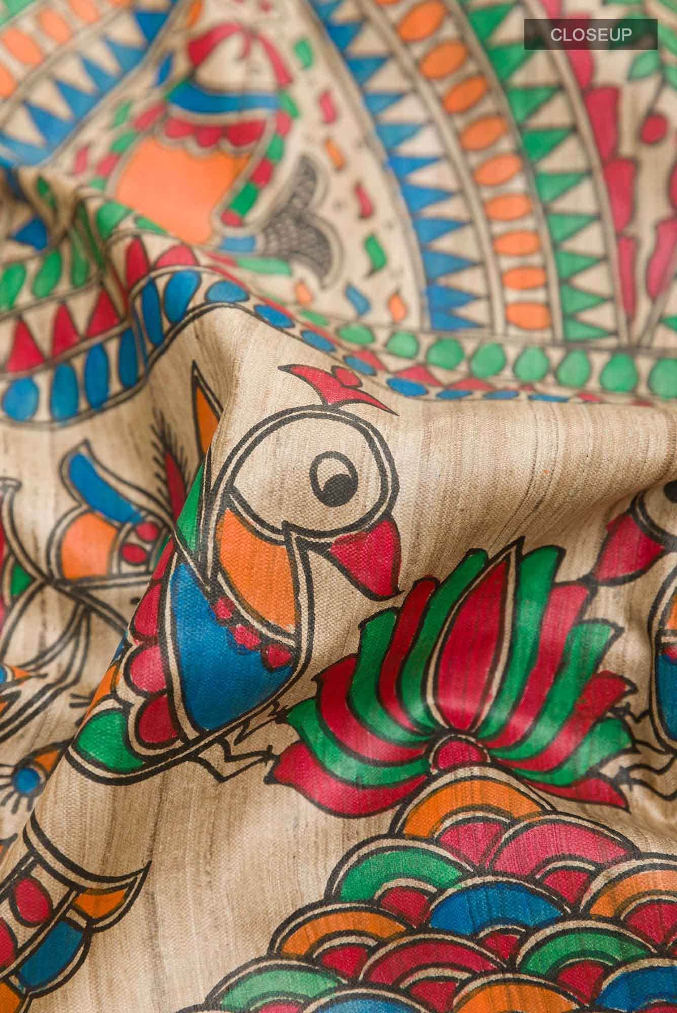Beige Tussar Saree