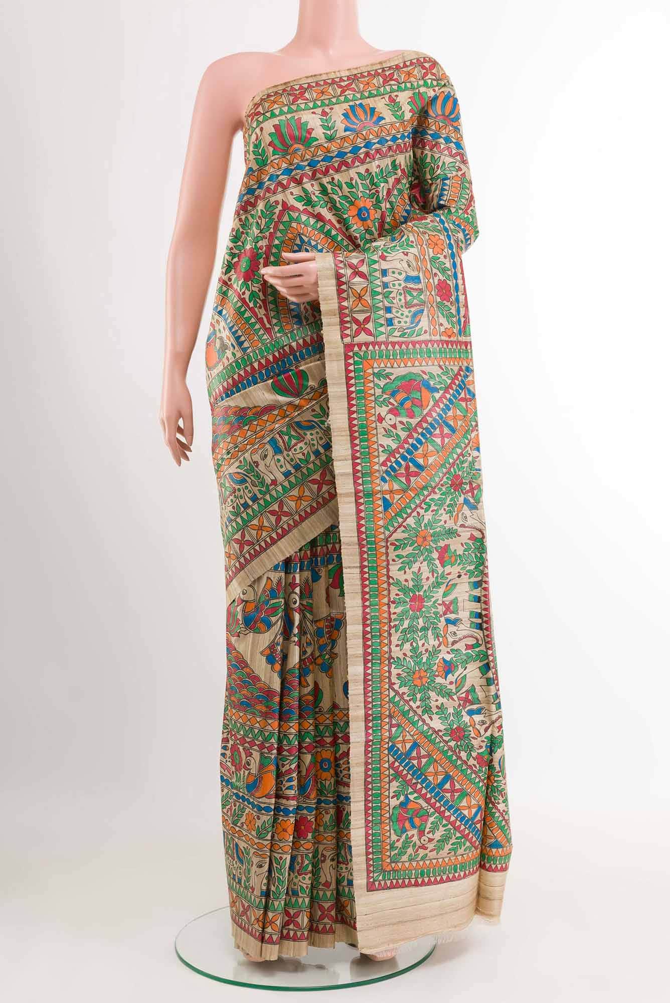 Beige Tussar Saree
