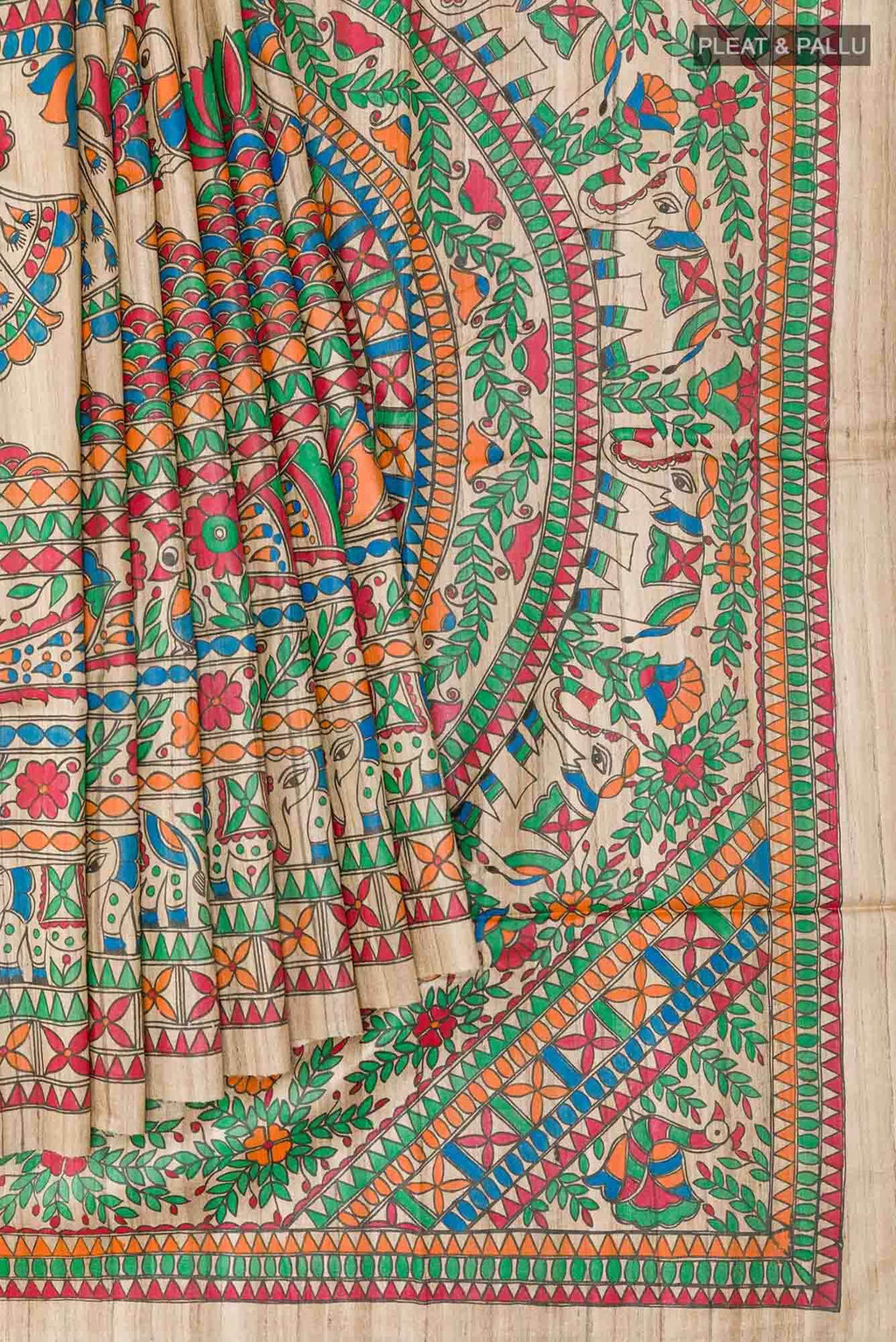 Beige Tussar Saree
