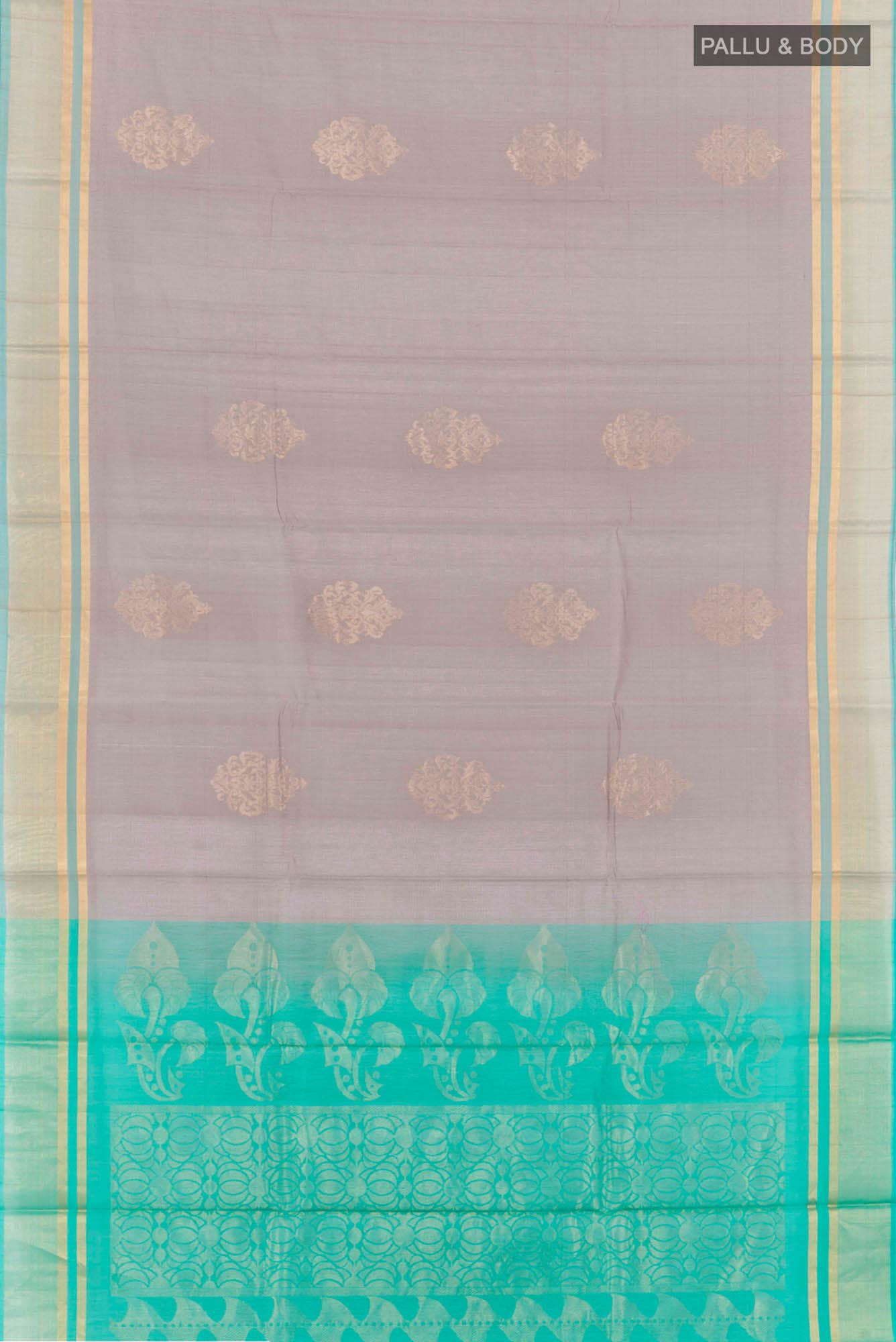 Grey Blended Kora Cotton Saree