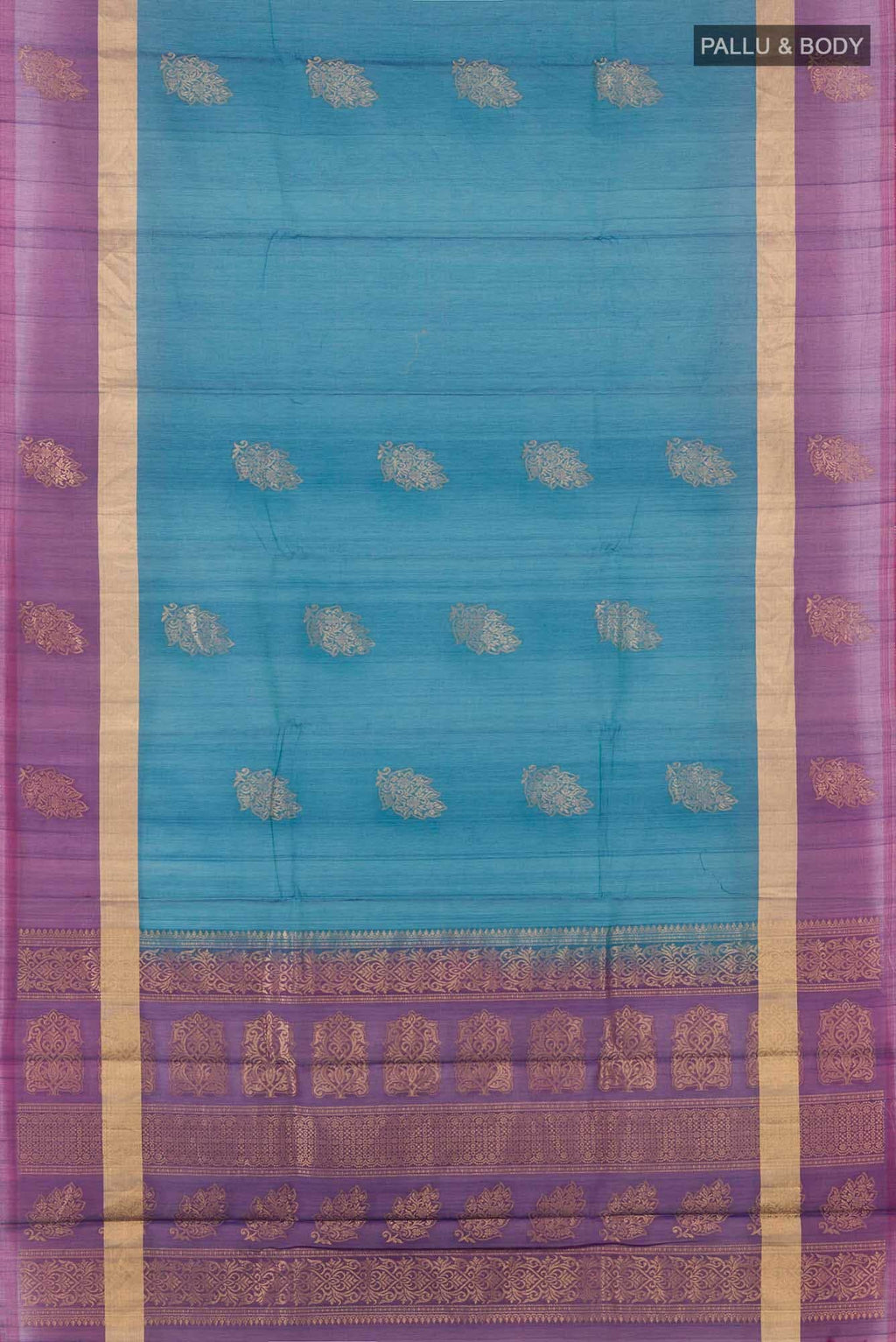 Blue Blended Kora Cotton Saree